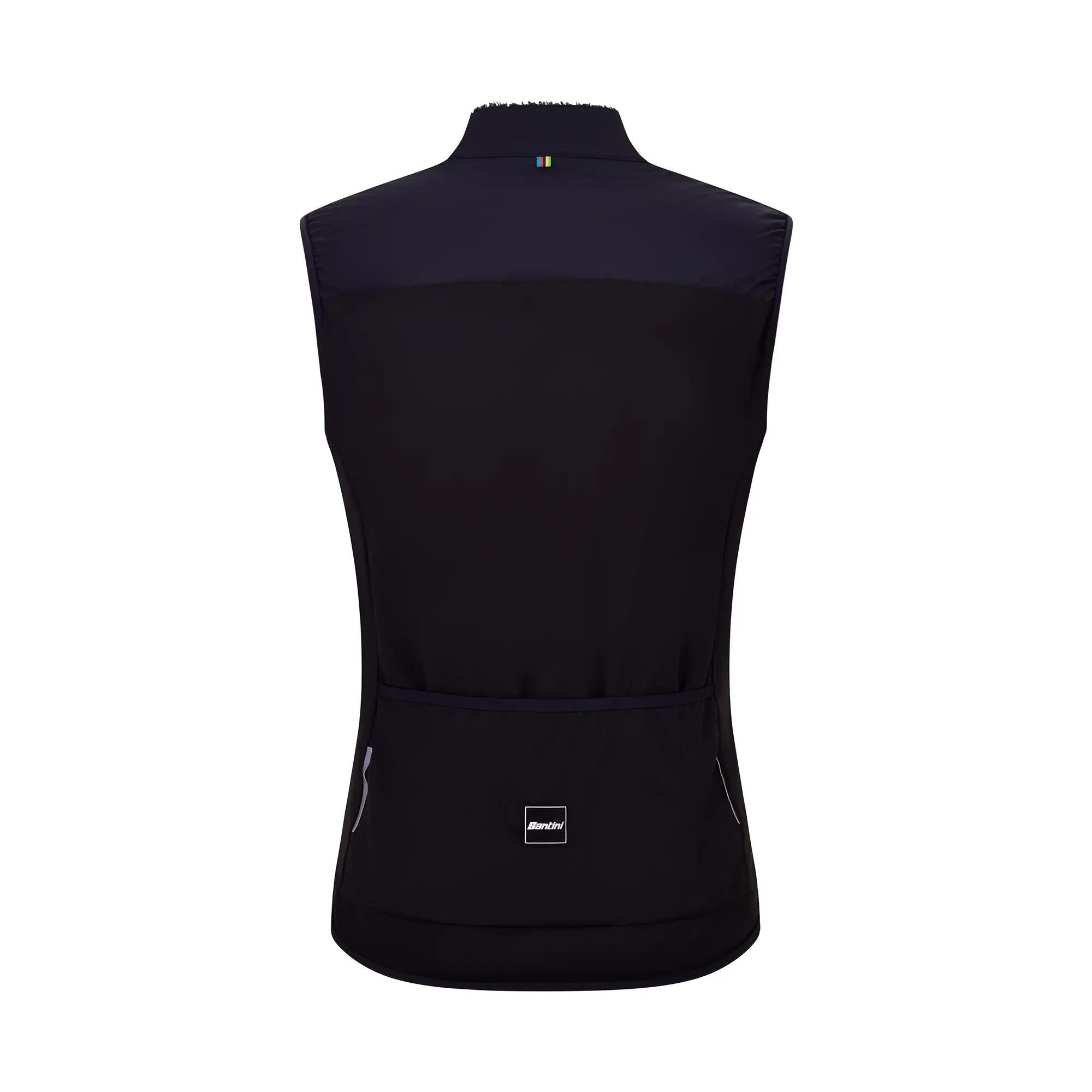 Gilet smanicato antivento Santini tempo fresco tessuto Nuvia nero 3/3