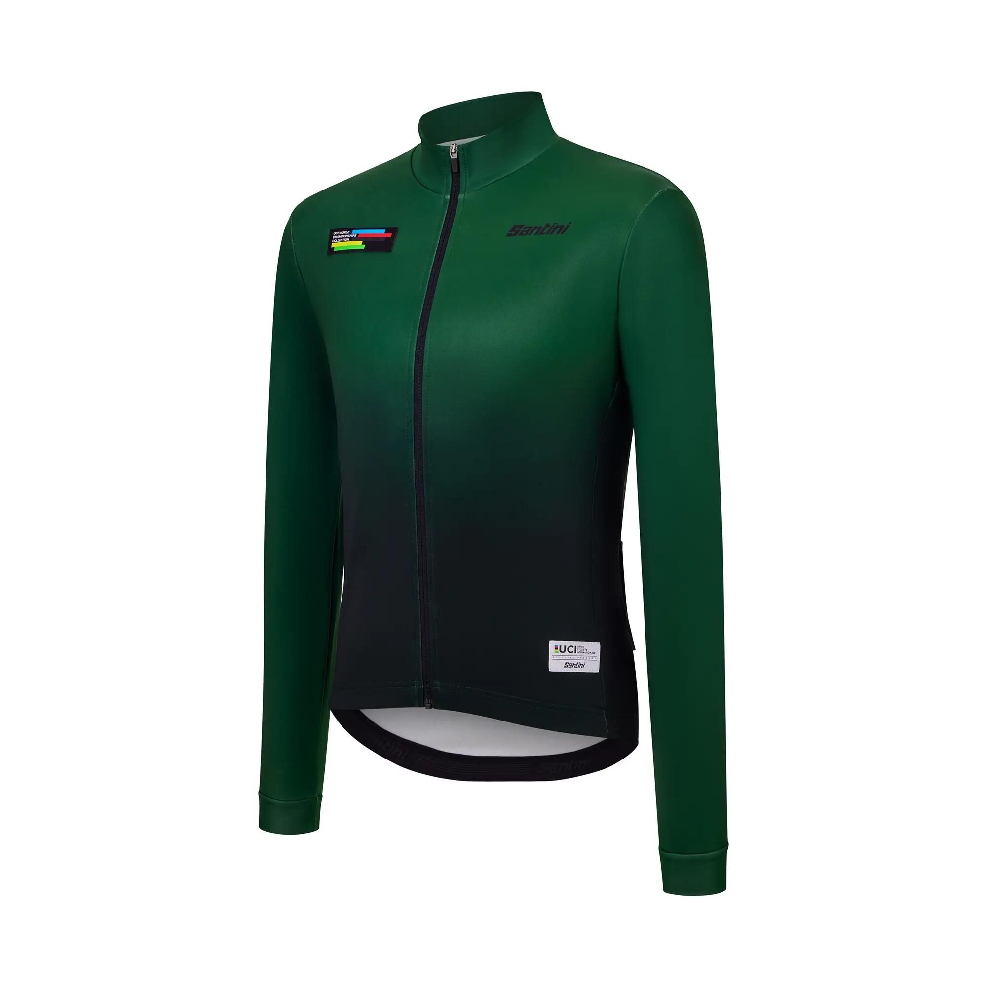 Maglia manica lunga ciclismo mezza stagione tempo fresco Santini Uci verde 2/3