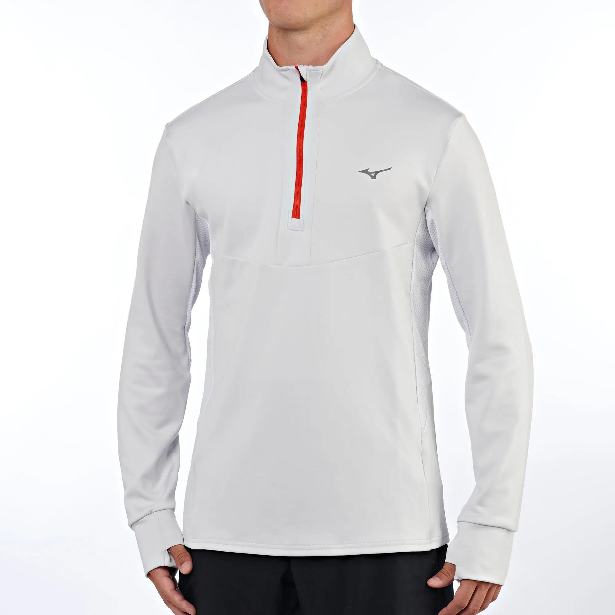 Maglia manica lunga running uomo MIZUNO Active Warmalite half zip white 2/5