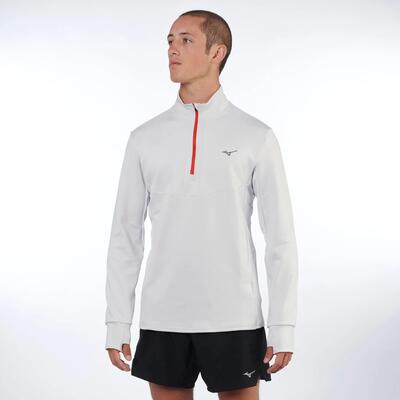 Maglia manica lunga running uomo MIZUNO Active Warmalite half zip white