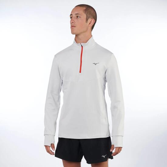 Maglia manica lunga running uomo MIZUNO Active Warmalite half zip white