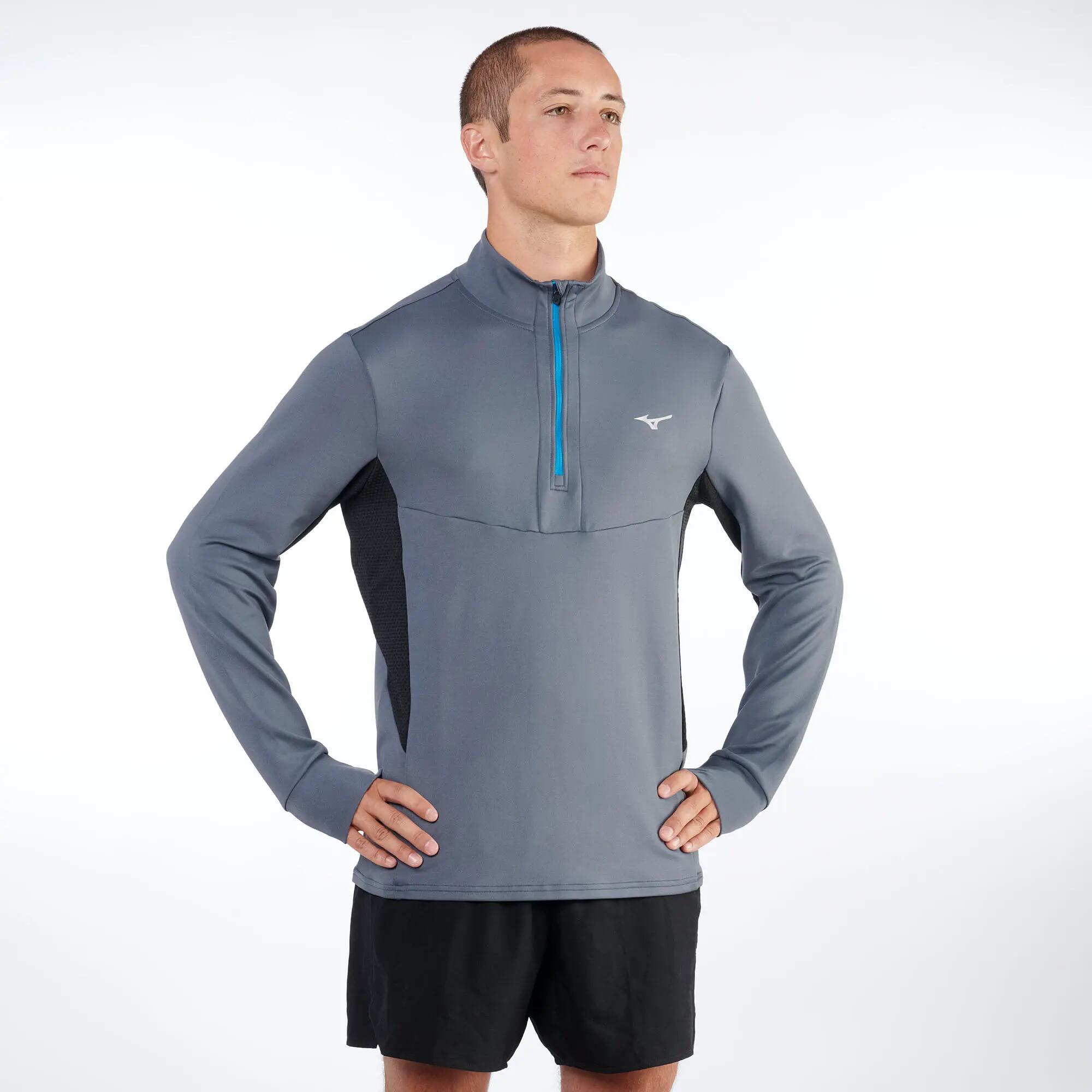 Maglia manica lunga running uomo MIZUNO Active Warmalite half zip grey 2/5