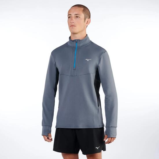 Maglia manica lunga running uomo MIZUNO Active Warmalite half zip grey