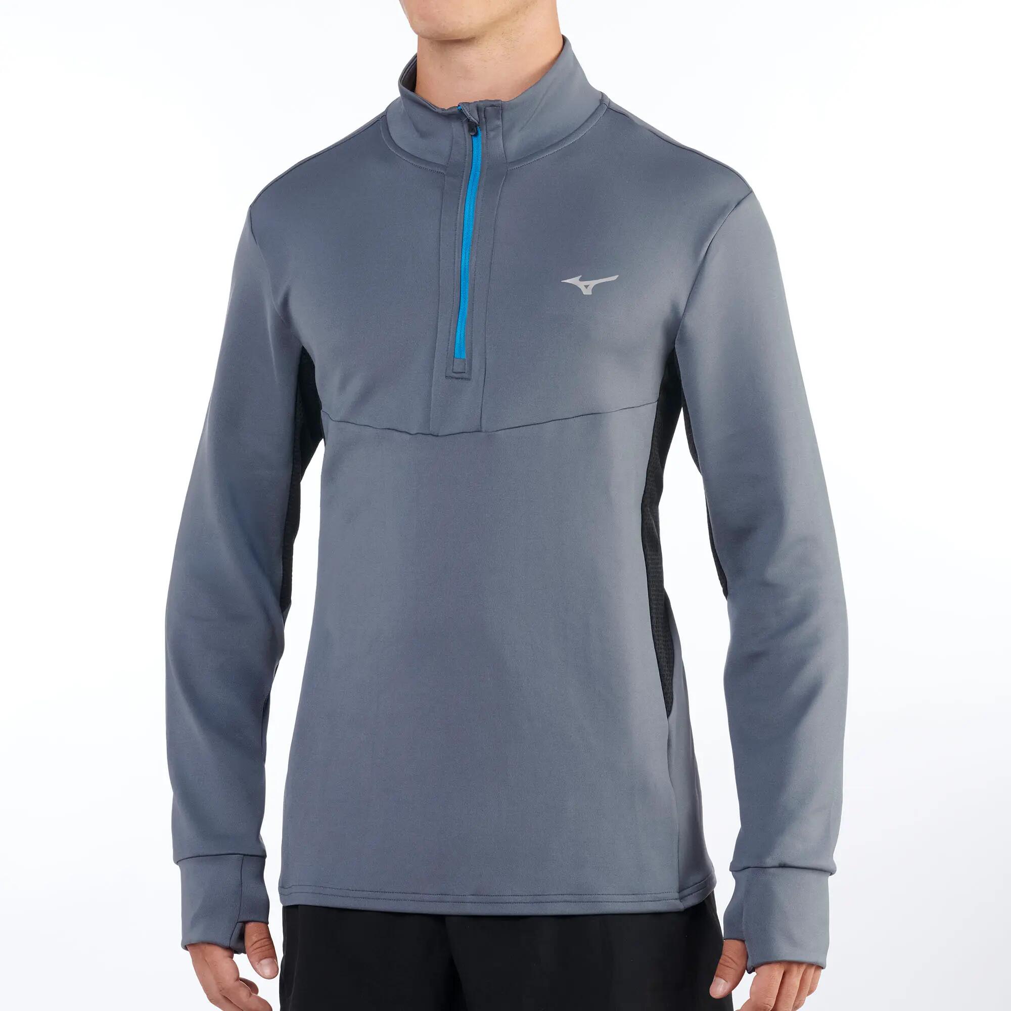 Maglia manica lunga running uomo MIZUNO Active Warmalite half zip grey 3/5