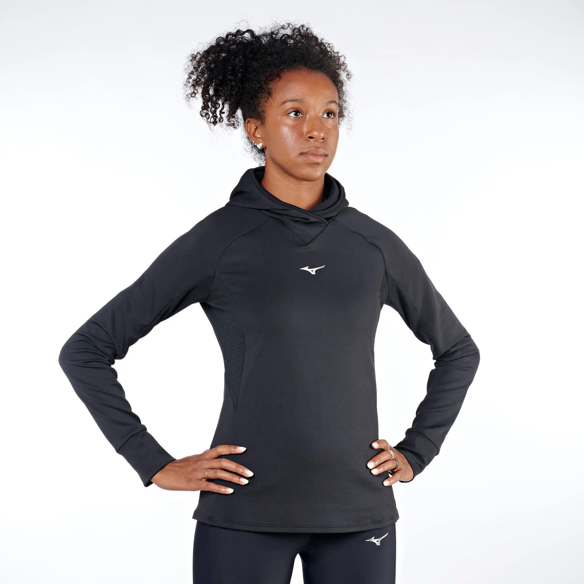 Felpa running donna MIZUNO Active Warmalite Hooded black 2/6