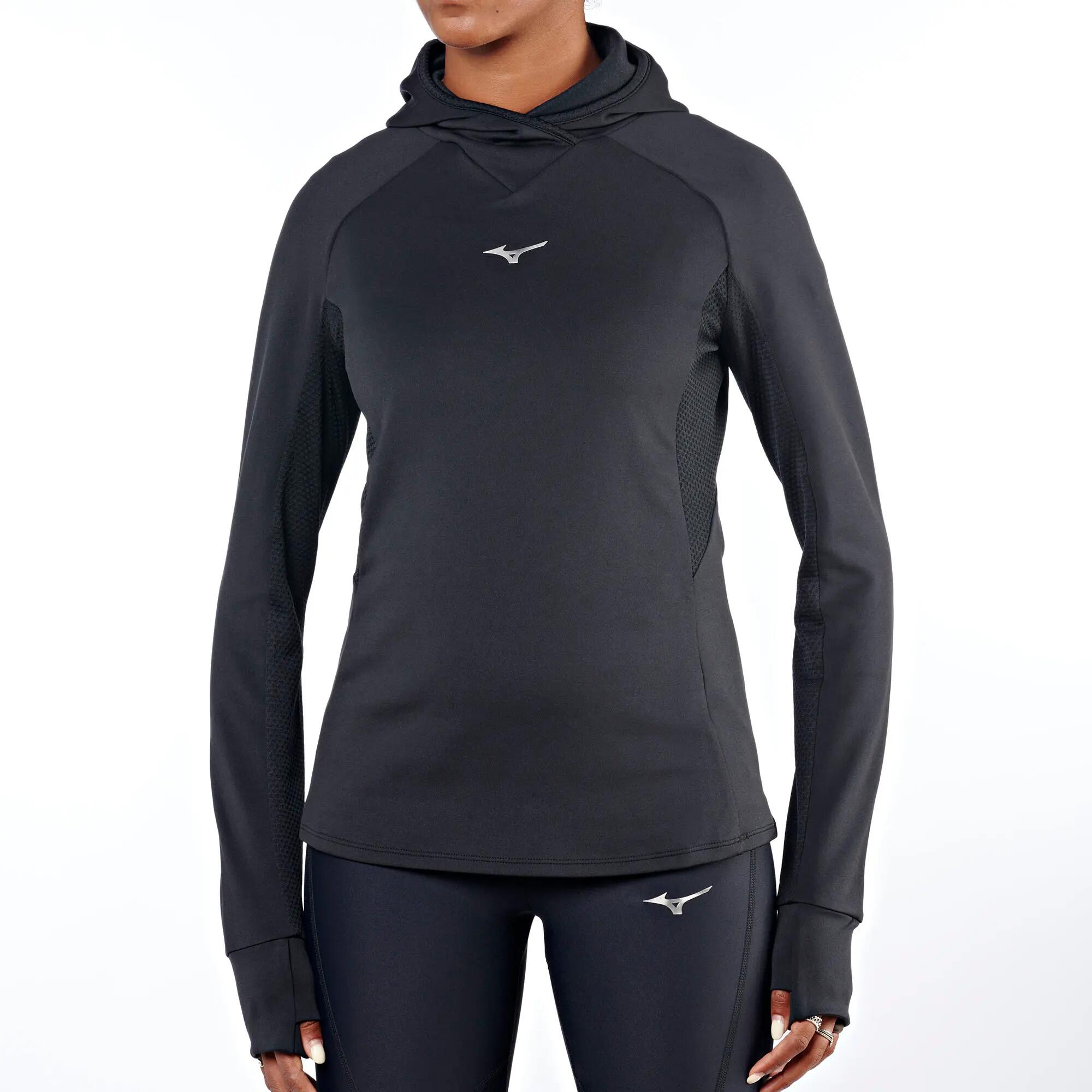 Felpa running donna MIZUNO Active Warmalite Hooded black 3/6