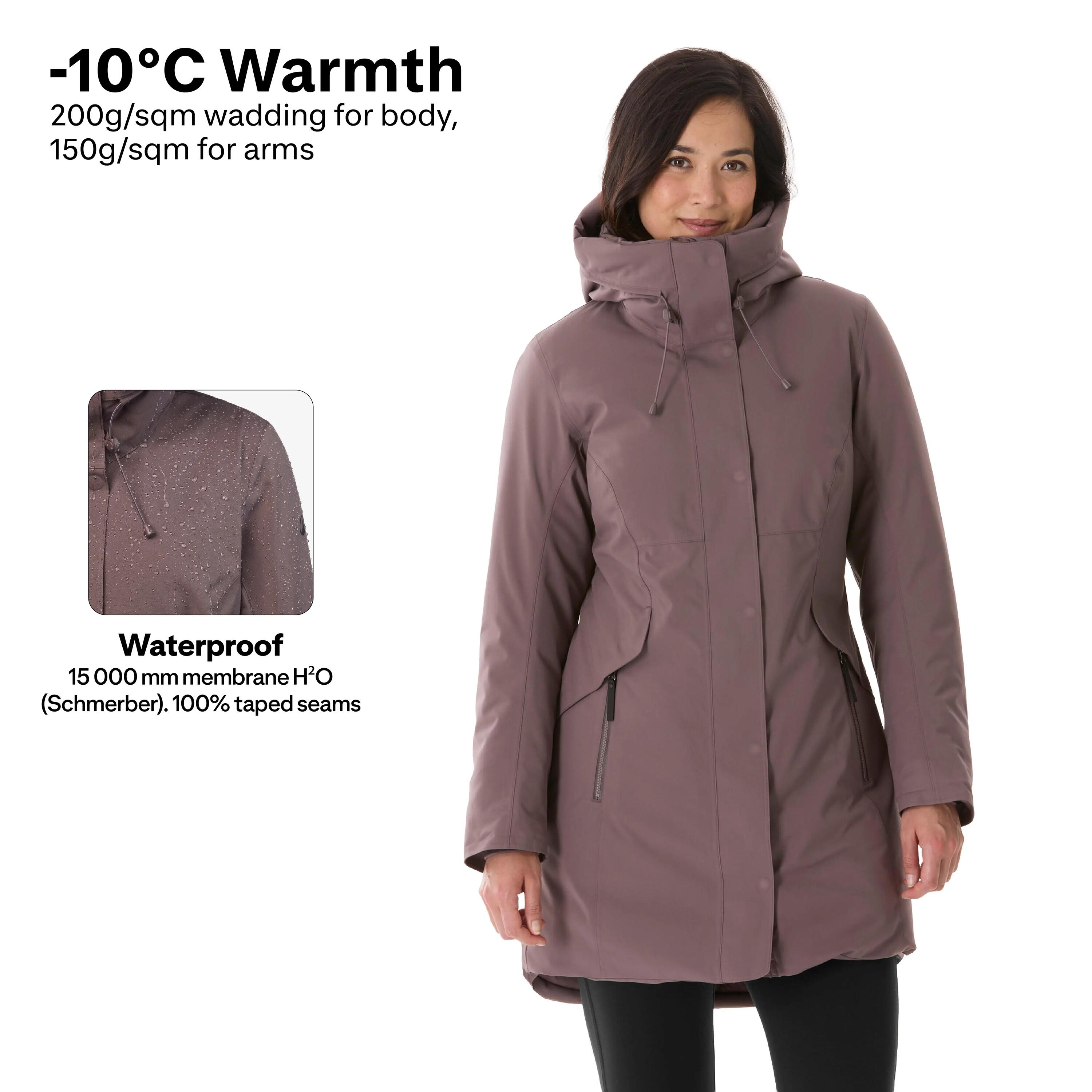 Parka de senderismo -10 °C impermeable mujer, NH500 marrón  14/22