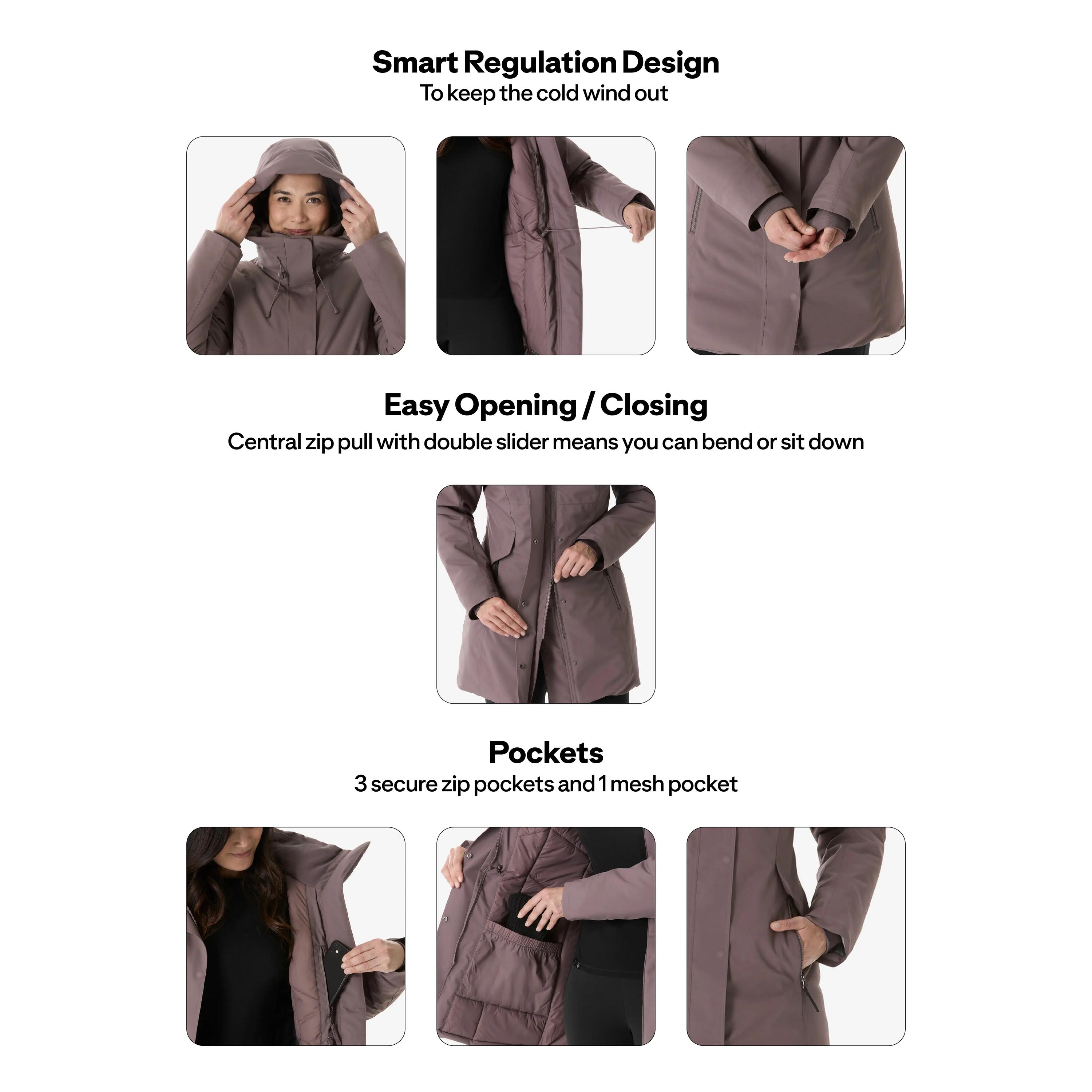 Parka de senderismo -10 °C impermeable mujer, NH500 marrón  15/22