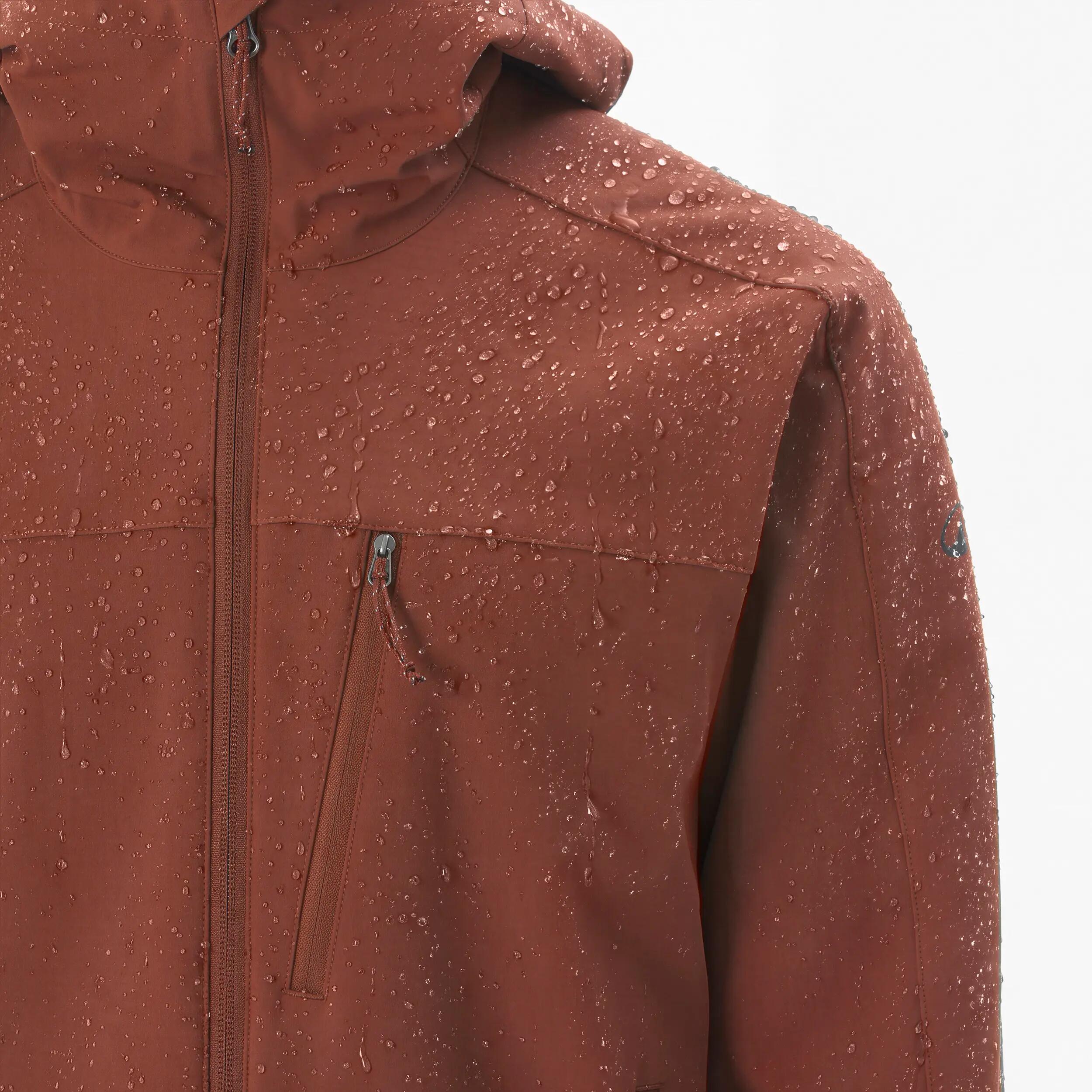 Men Trekking Warm Windproof Softshell Jacket With Hoodie - MT500 Red -  4