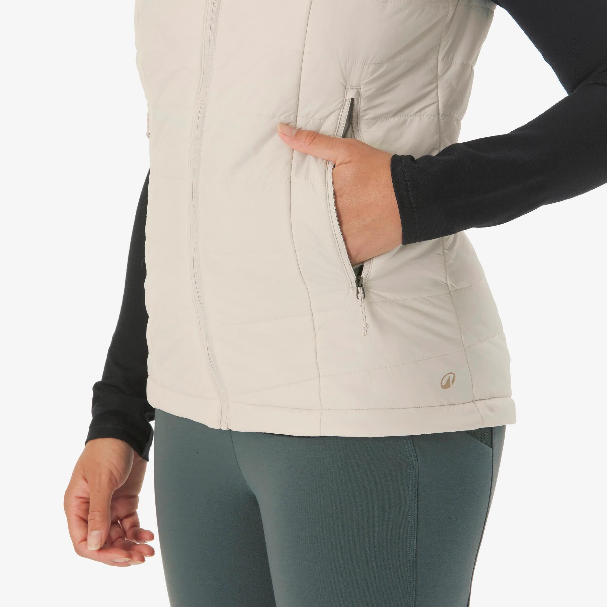 Women Warm Sleeveless Puffer Jacket Beige MT100 -  4