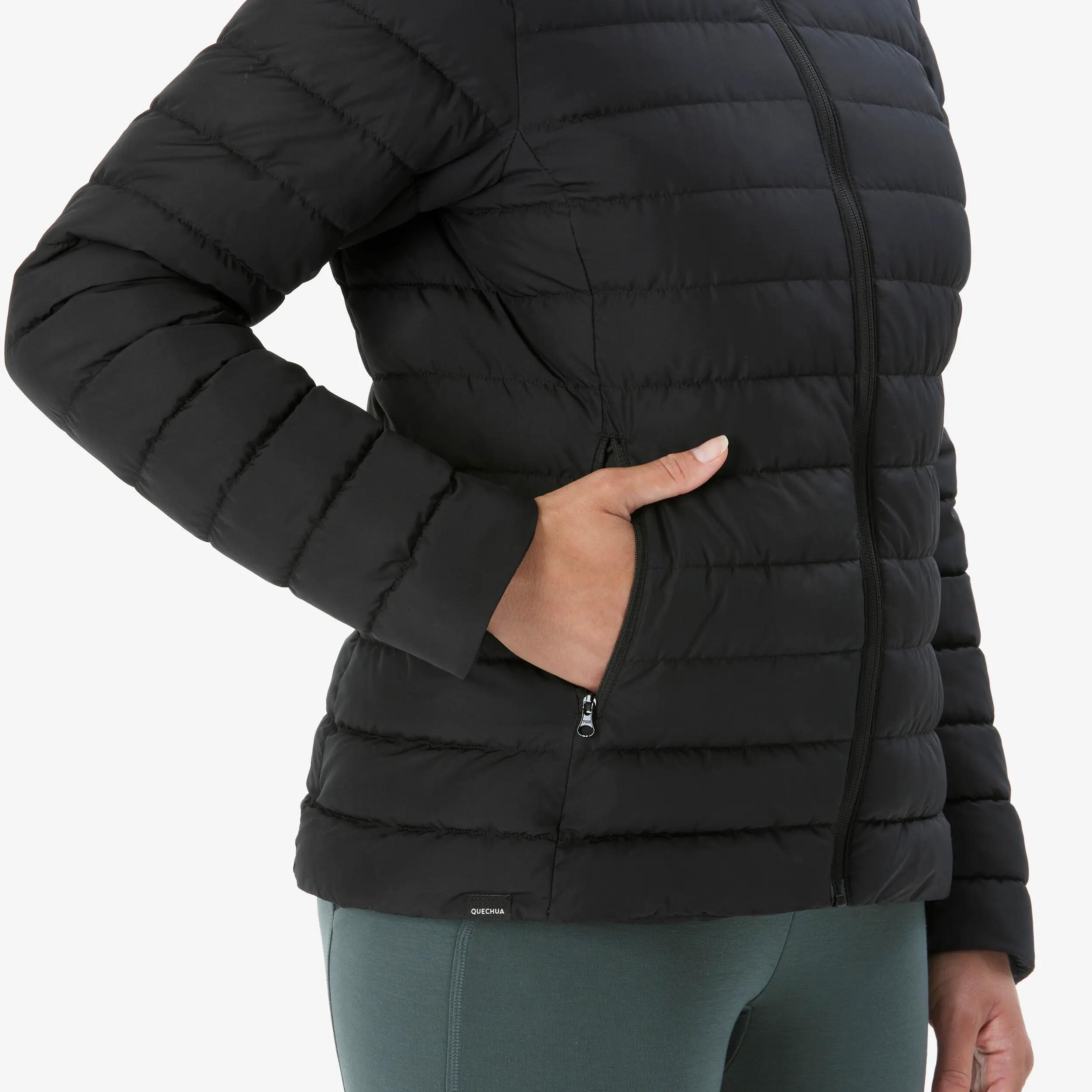 Women Hiking & Trekking Warm Puffer Jacket -6°C Black MH100 -  4