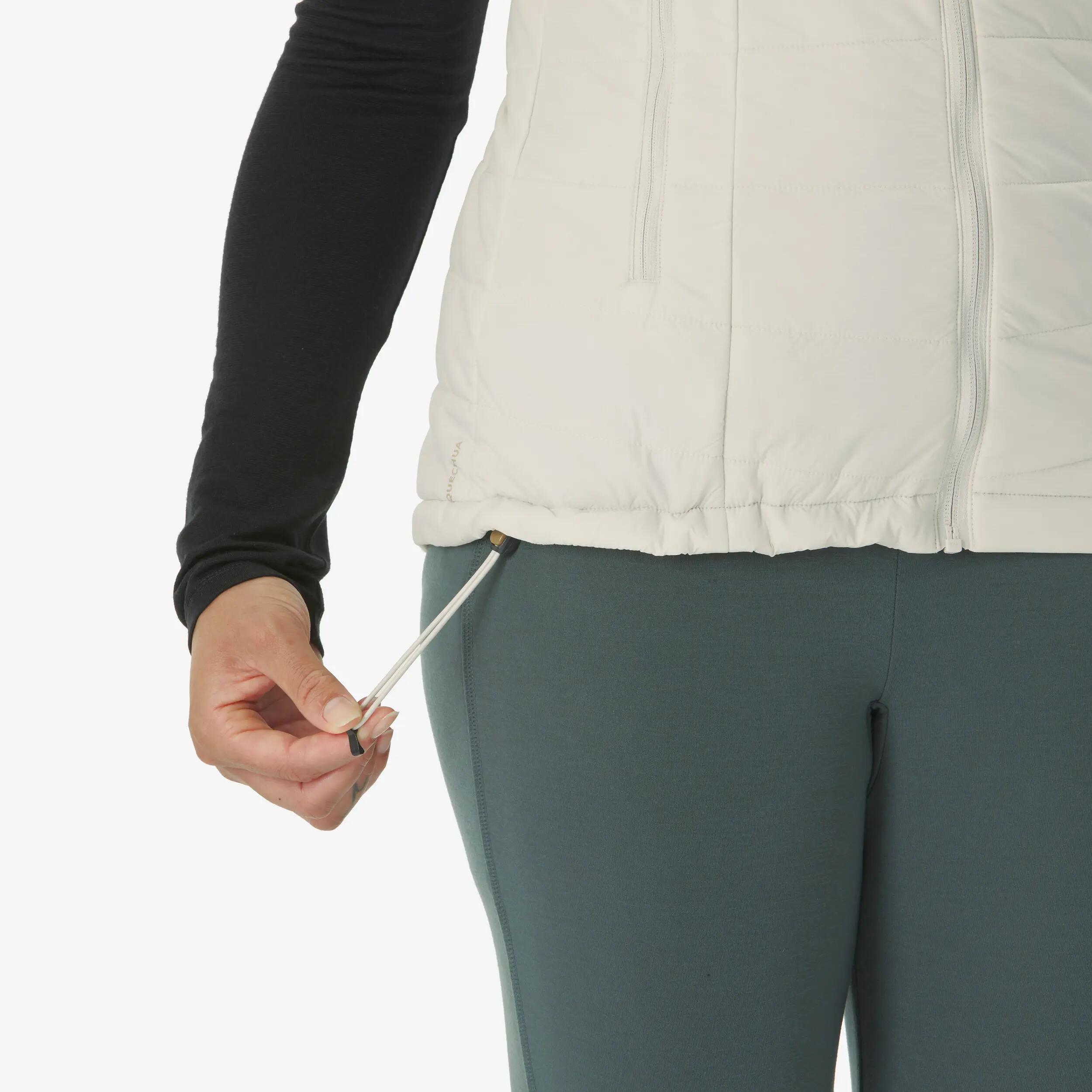 Women Warm Sleeveless Puffer Jacket Beige MT100 -  5