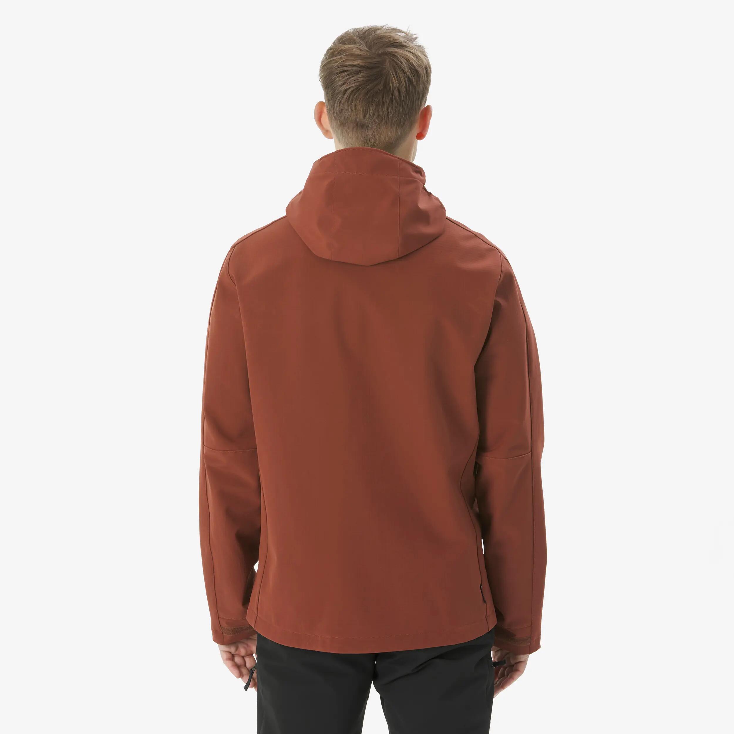 Men Trekking Warm Windproof Softshell Jacket With Hoodie - MT500 Red -  3