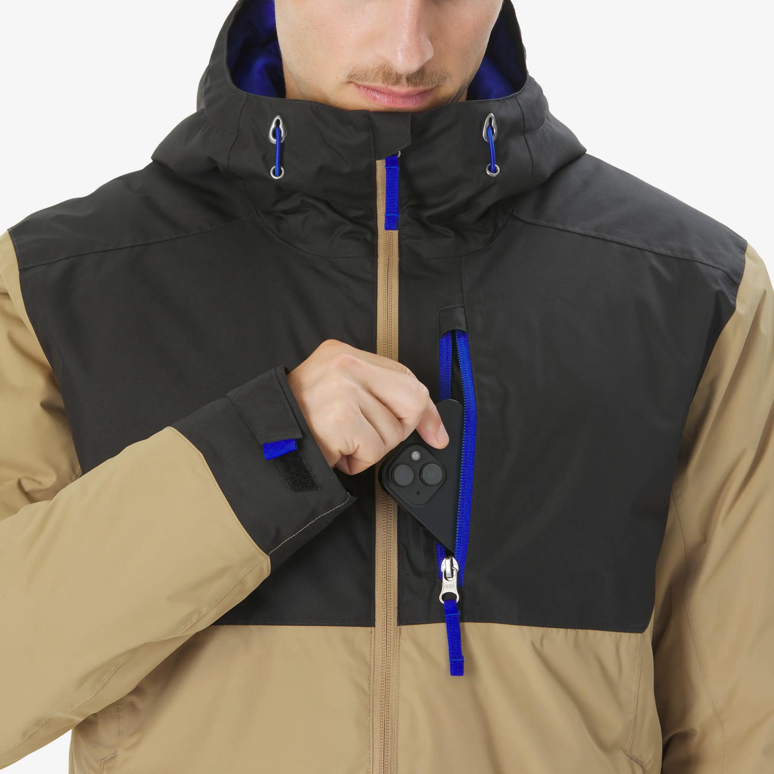 Men’s waterproof hiking jacket -10°C, NH500 - Beige and Green -  5