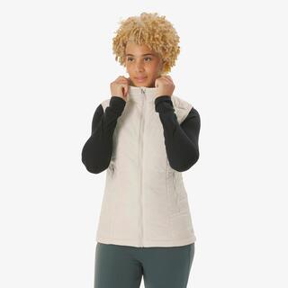 Women Warm Sleeveless Puffer Jacket Beige MT100