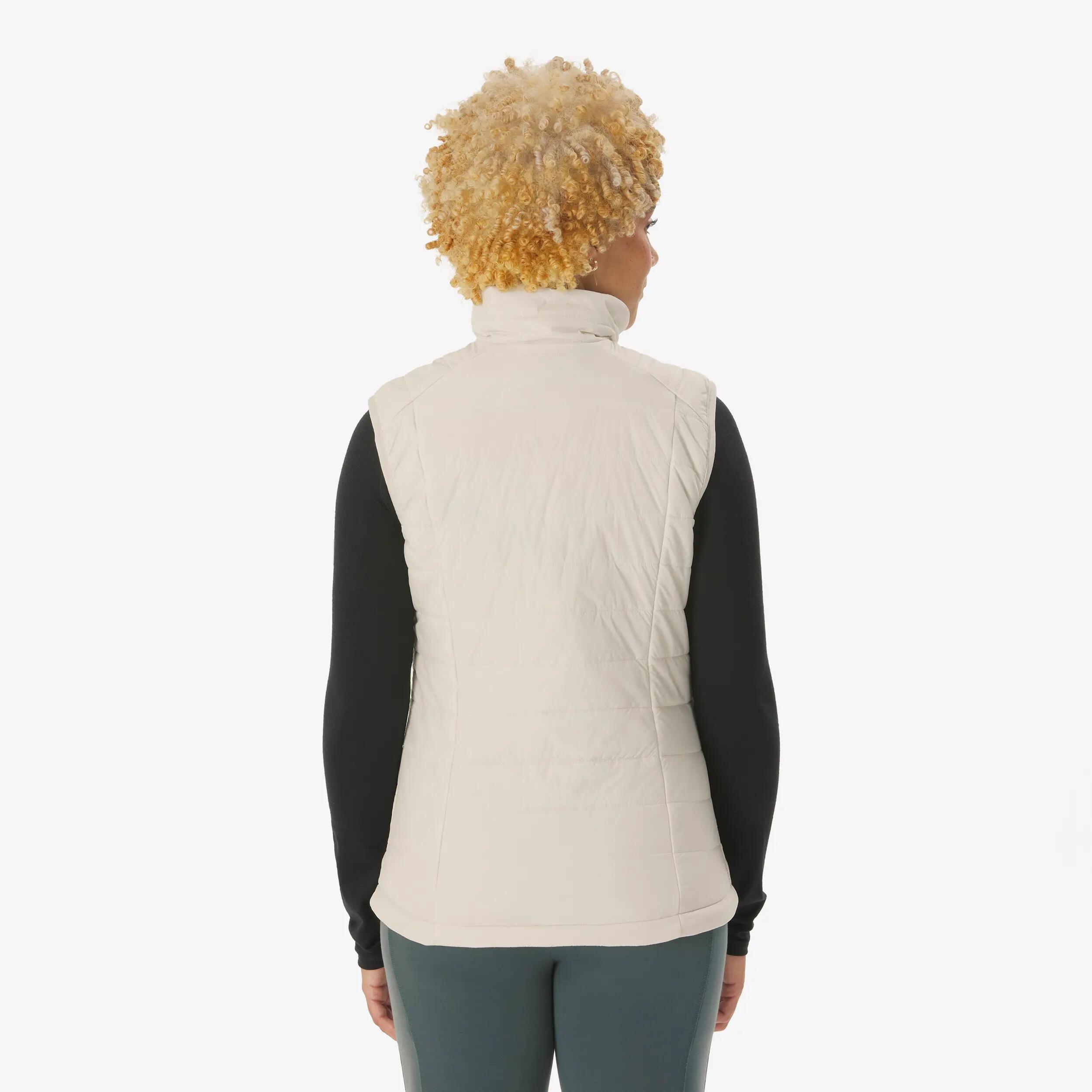 Women Warm Sleeveless Puffer Jacket Beige MT100 -  3