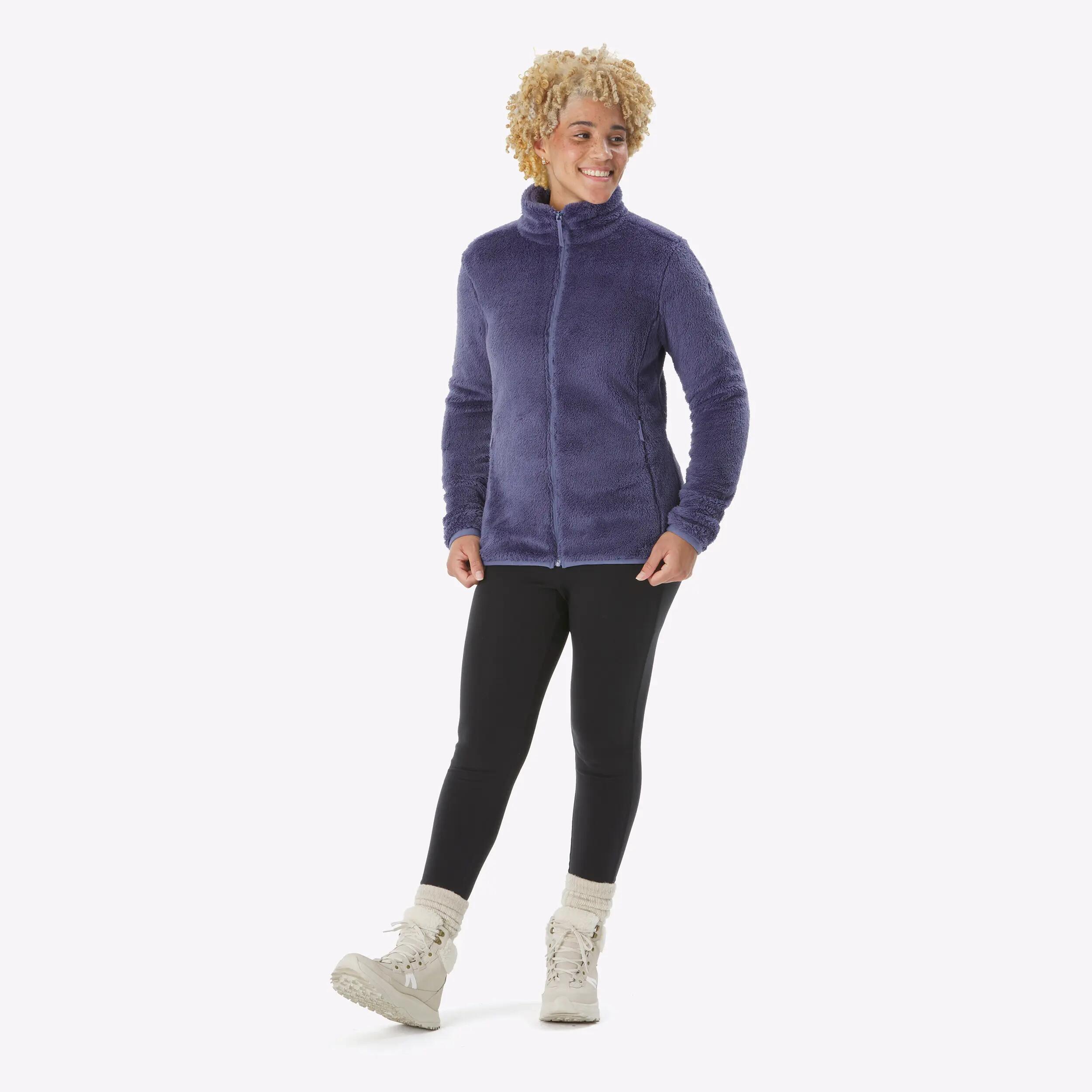 Women Hiking Ultra Warm Full-zip Sherpa Fleece Jacket MH500 -  2