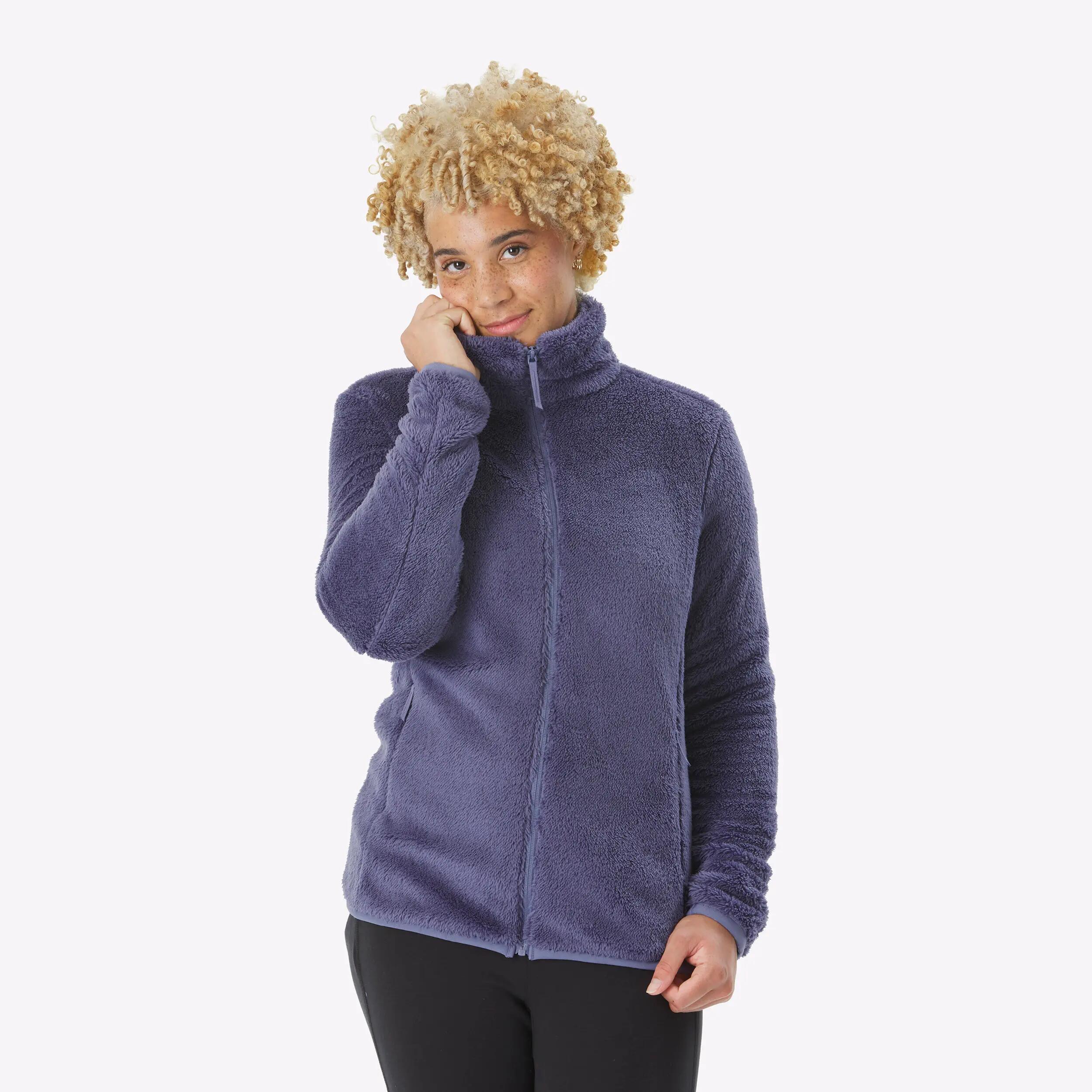 Women Hiking Ultra Warm Full-zip Sherpa Fleece Jacket MH500 -  1