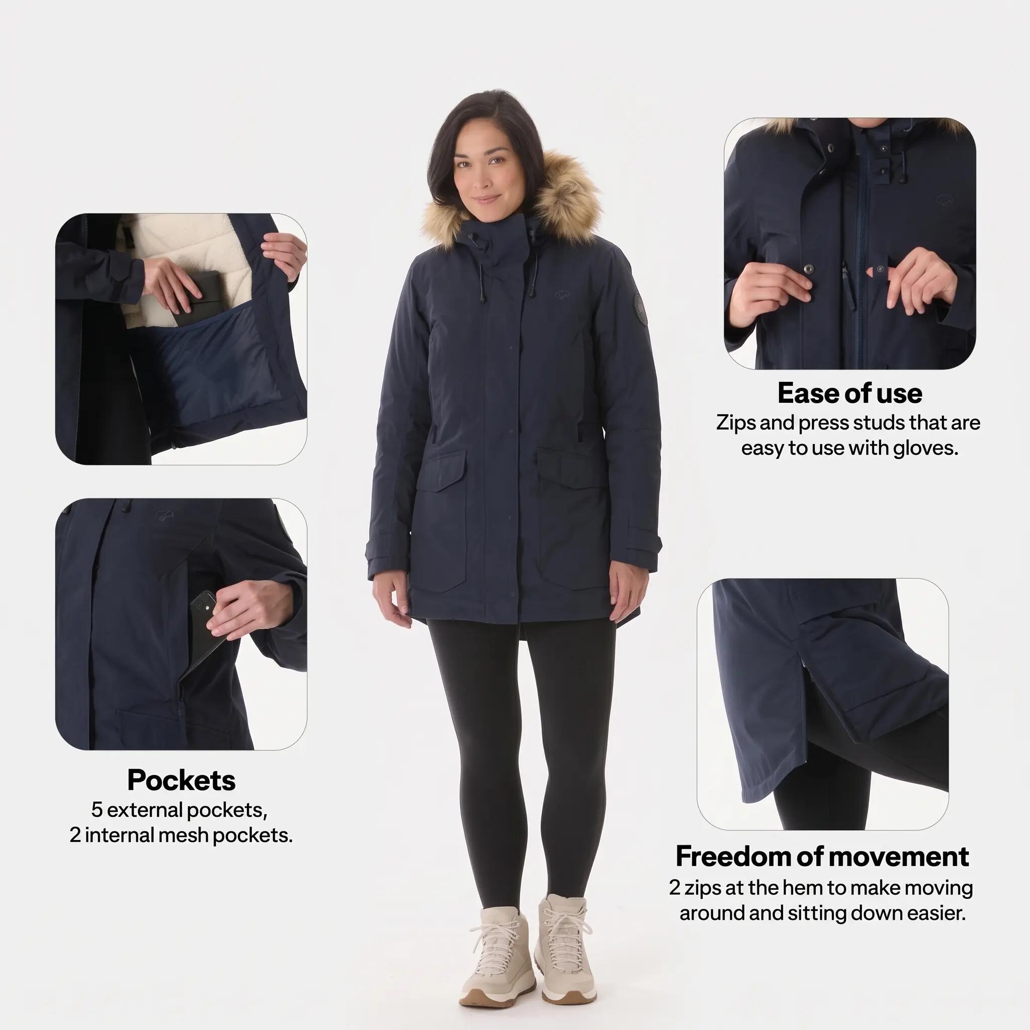 Parka invierno de senderismo para mujer,  -17 °C NH900 azul oscuro 16/19