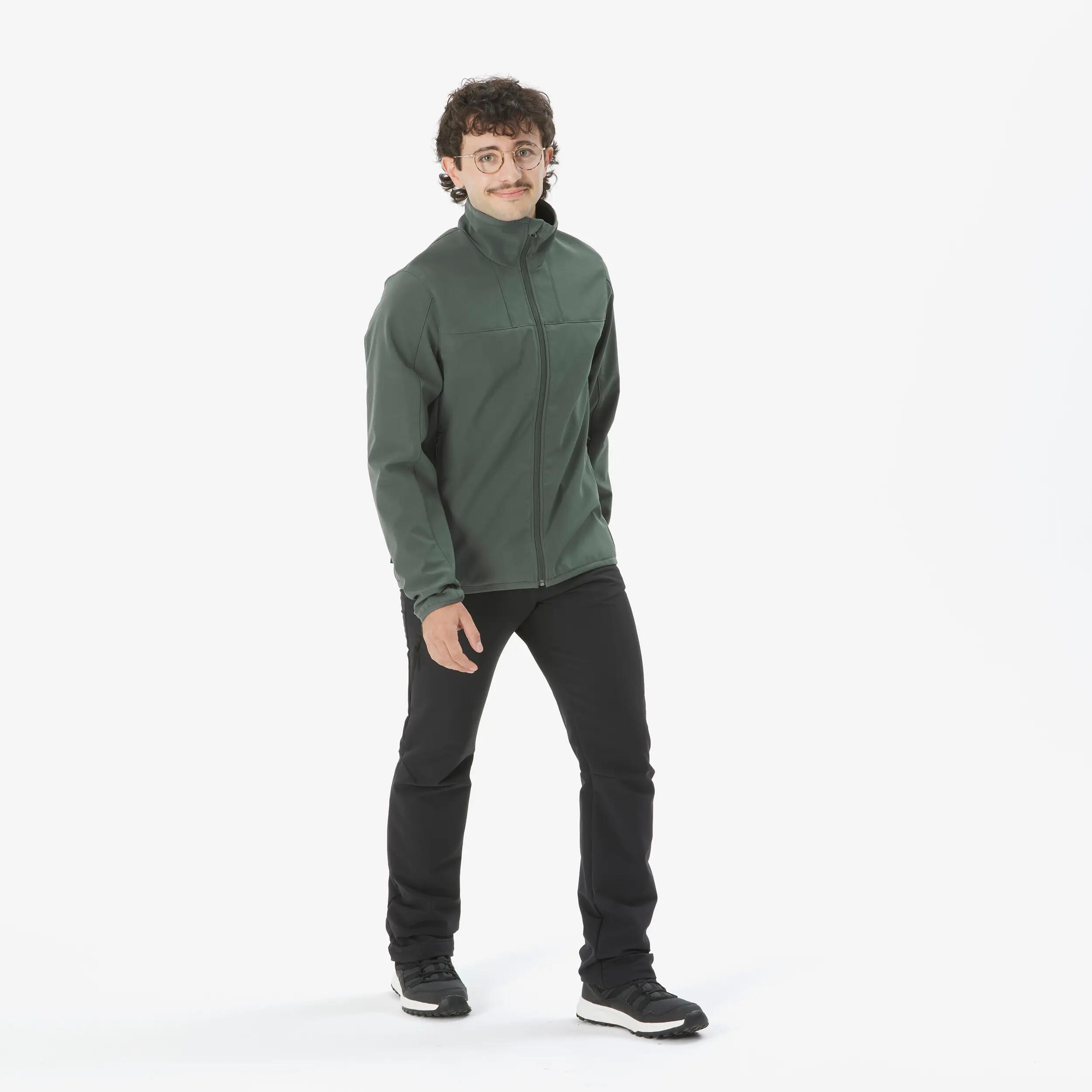 Men Trekking Windproof Softshell Jacket - MT100 Grey -  2