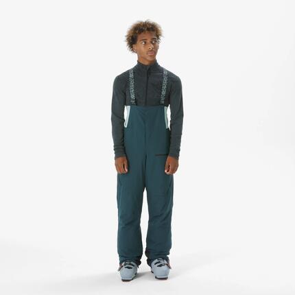 Pantalon de ski imperméable avec bretelles enfant 7-15 ans, Bib 900 vert foncé