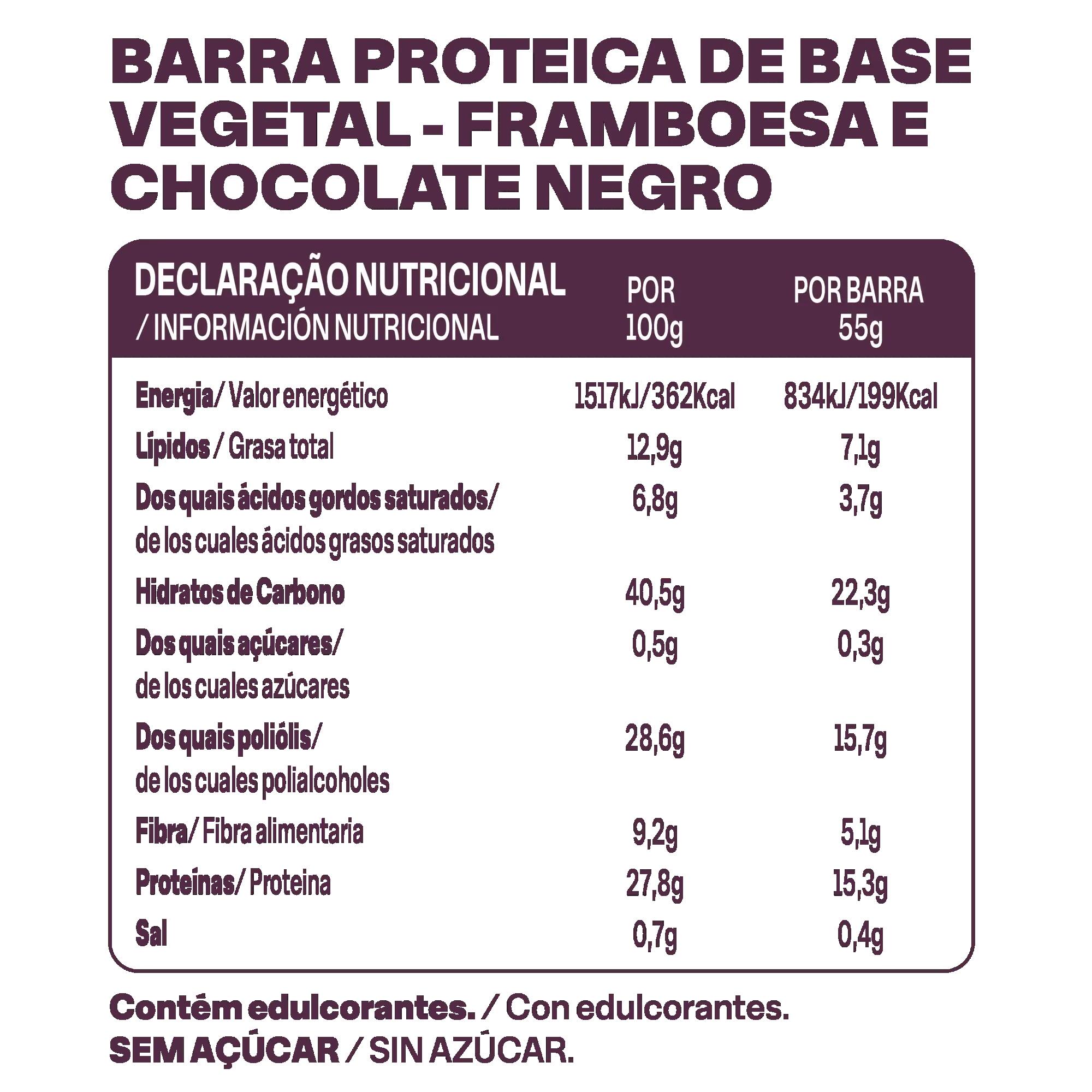 Barra proteína Zero Framboesa & Chocolate Negro 2/2