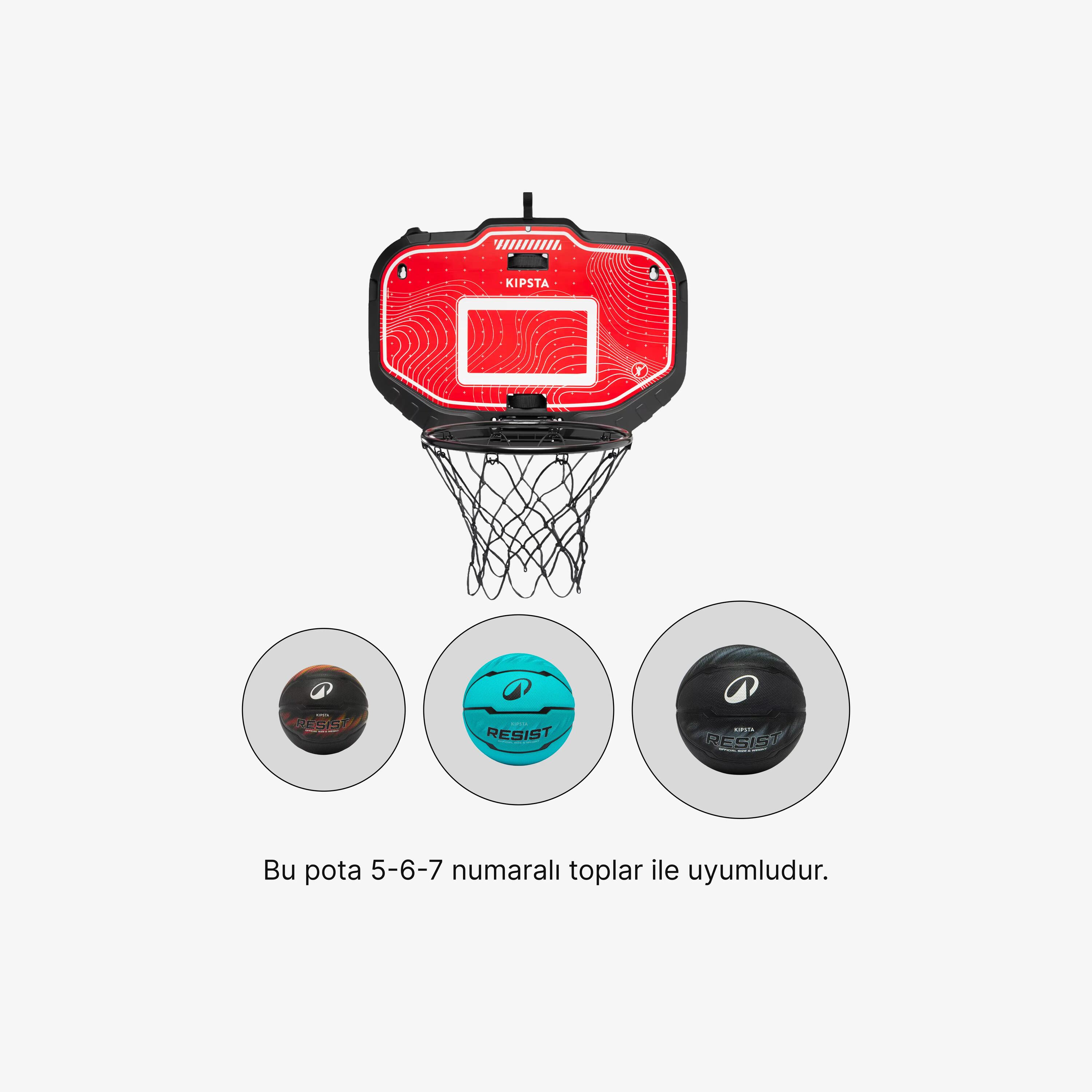 Taşınabilir Basketbol Potası - Kırmızı - Set k900 3/9