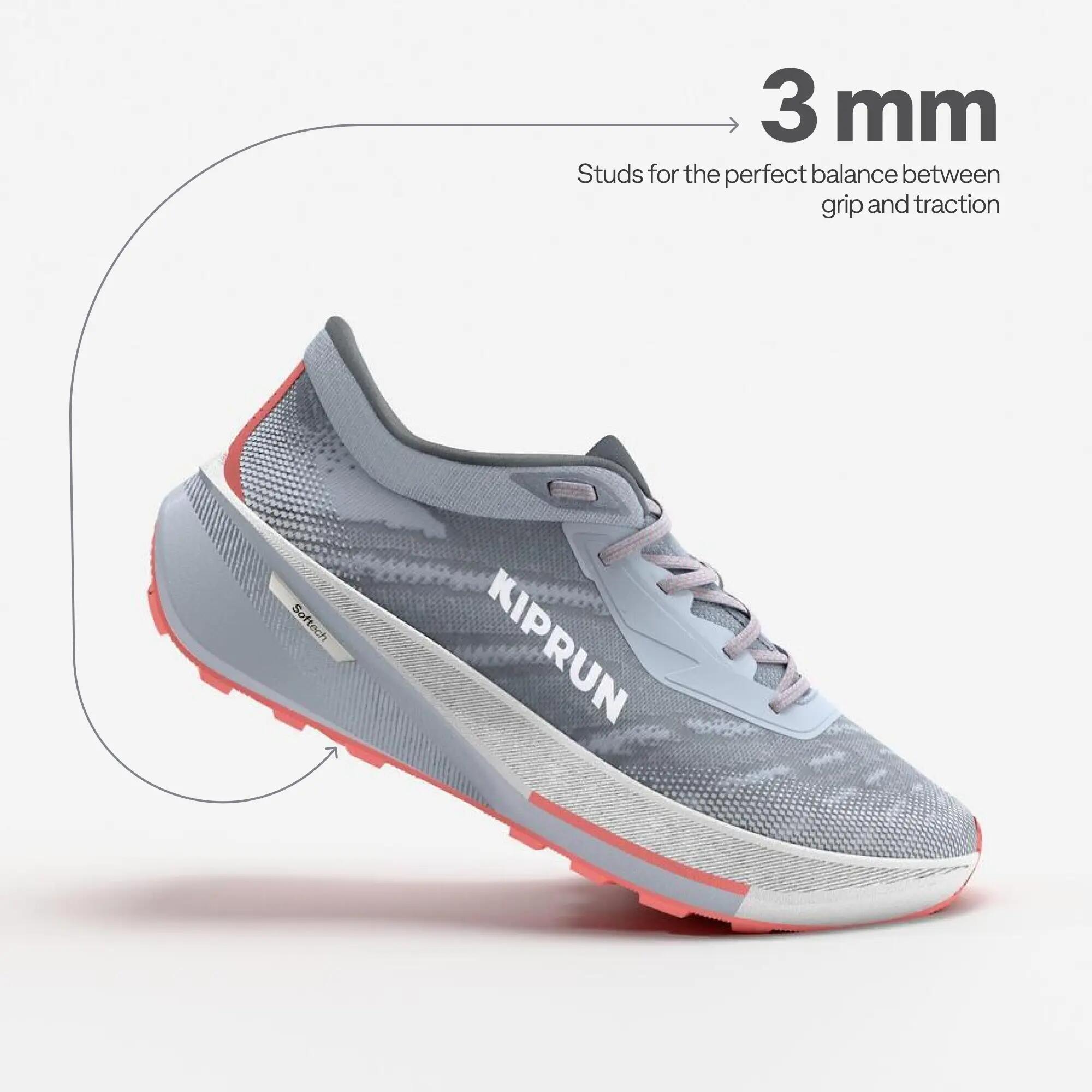 Women Road and Trail Gravel Grip Cushion Shoes, Kiprun Kipcore Gravel - Grey -  4