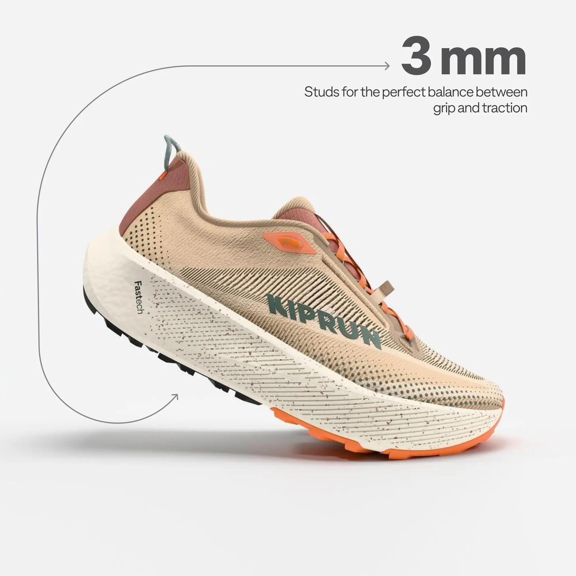 Men Road and Trail Gravel Grip Cushion Shoes, Kiprun Kipride Gravel - Beige -  4
