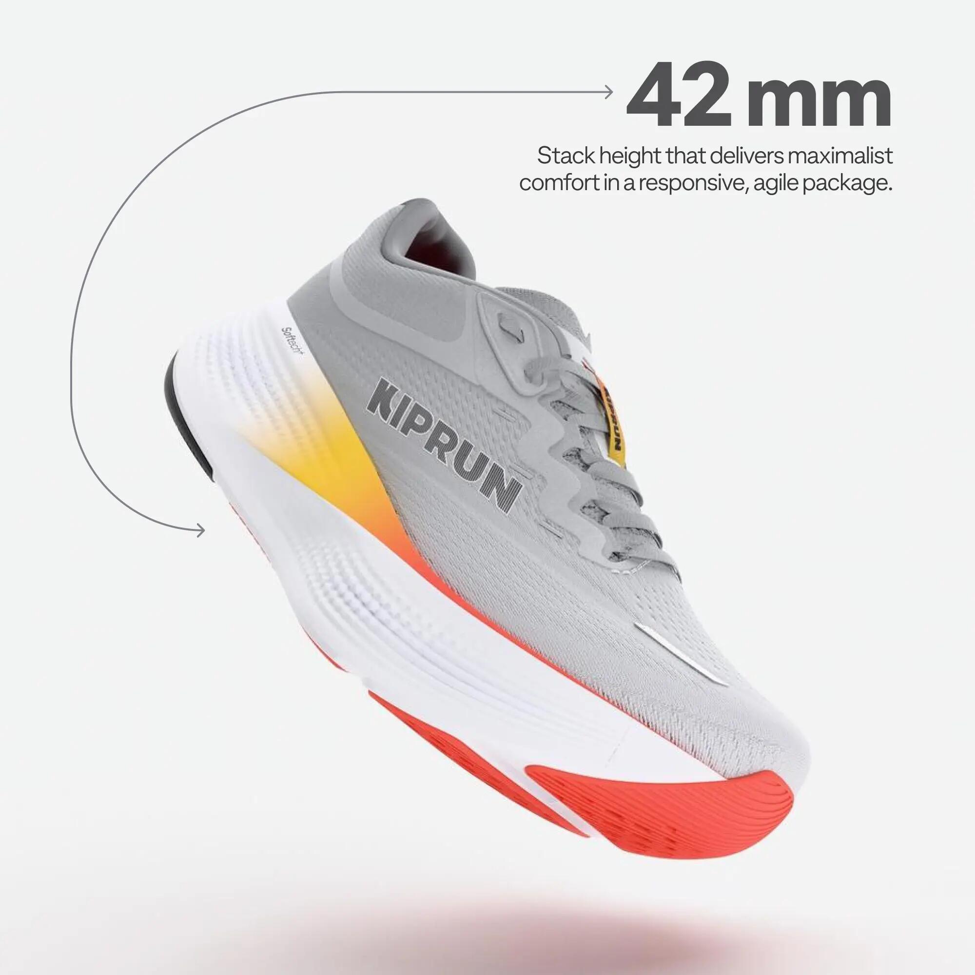 Men Road Running Max Cushion Breathable Shoes, Kiprun Kipride Max - Pearl Grey -  4