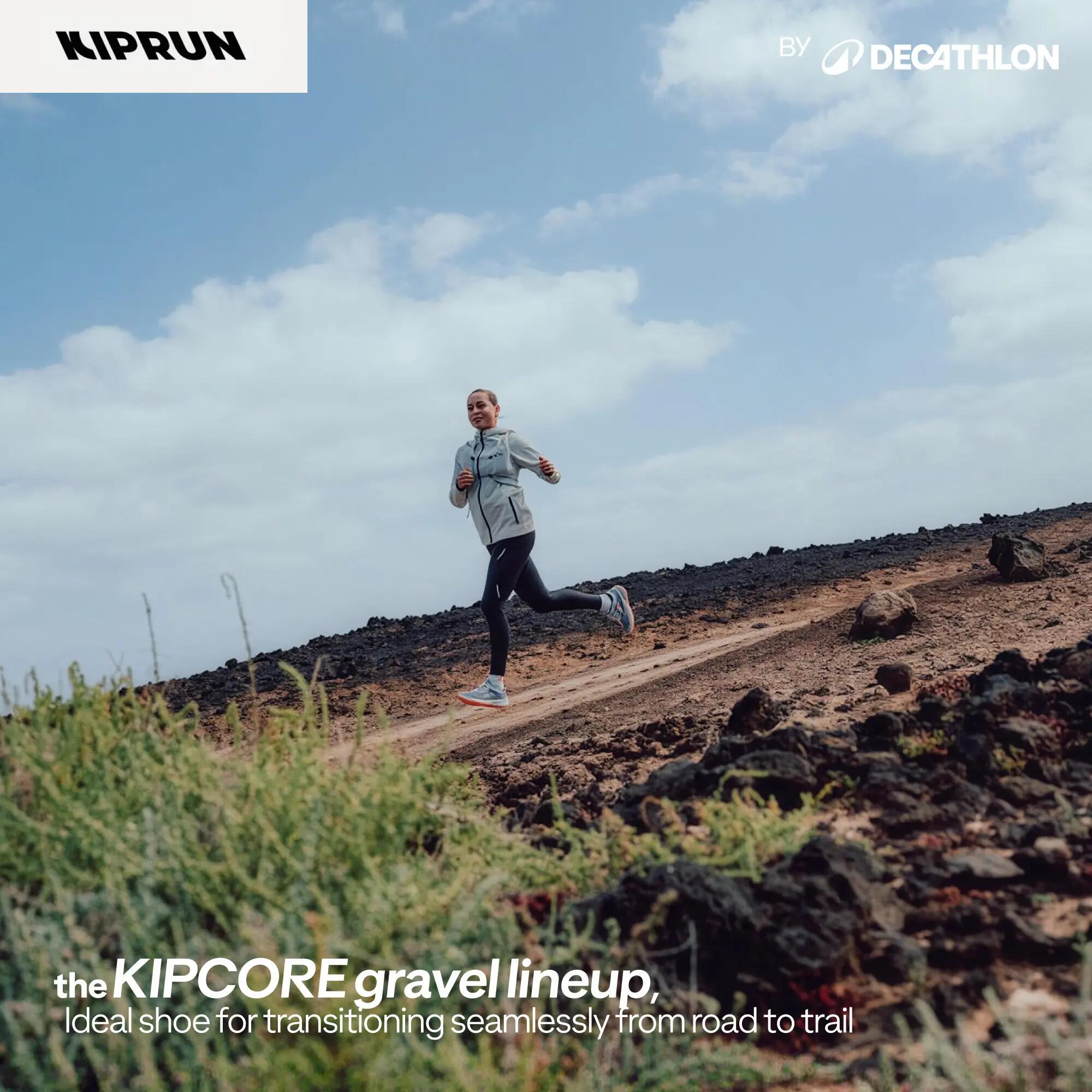 Women Road and Trail Gravel Grip Cushion Shoes, Kiprun Kipcore Gravel - Grey -  3