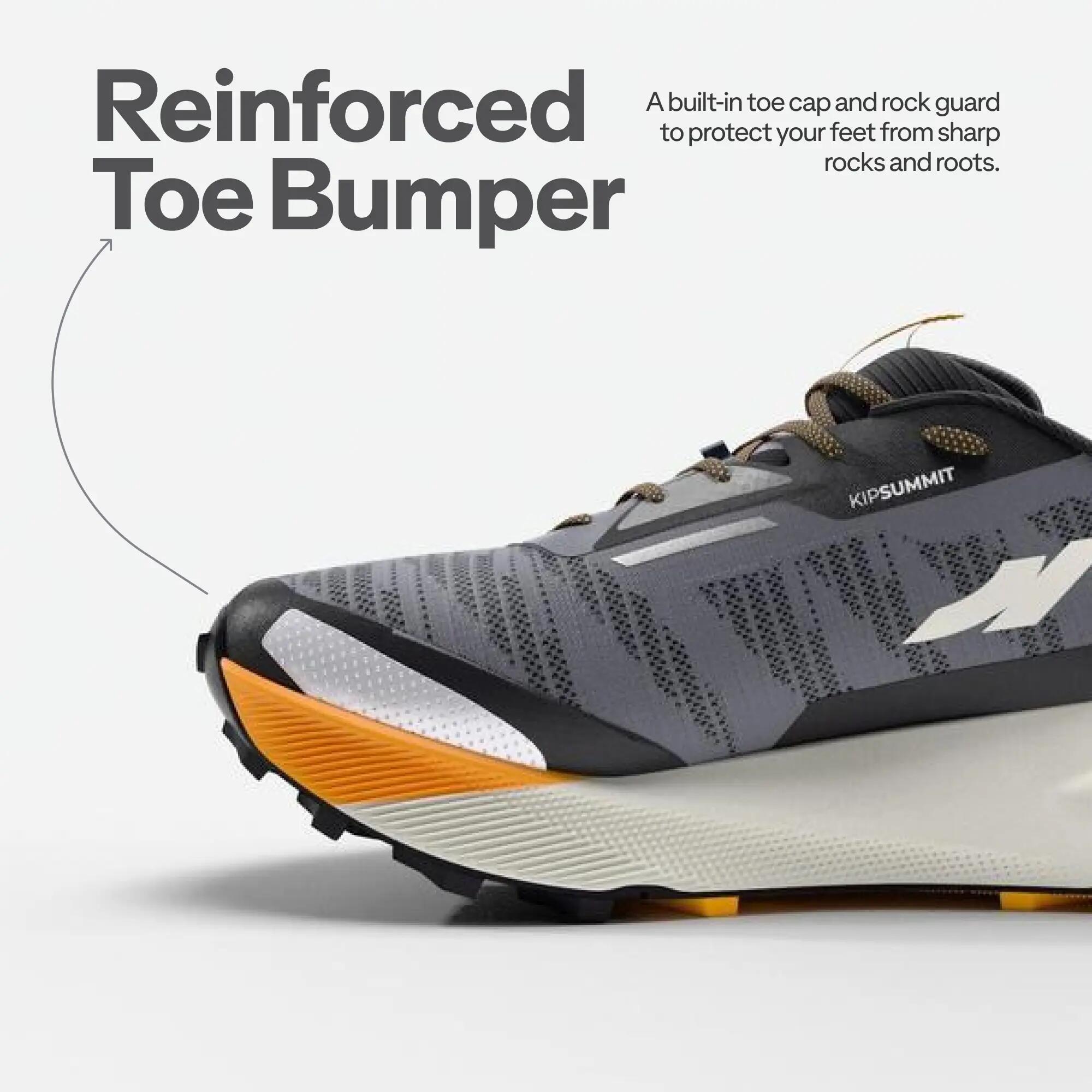 Men Trail Running Rugged Grip Shoes, Kiprun Kipsummit - Grey/Orange -  5