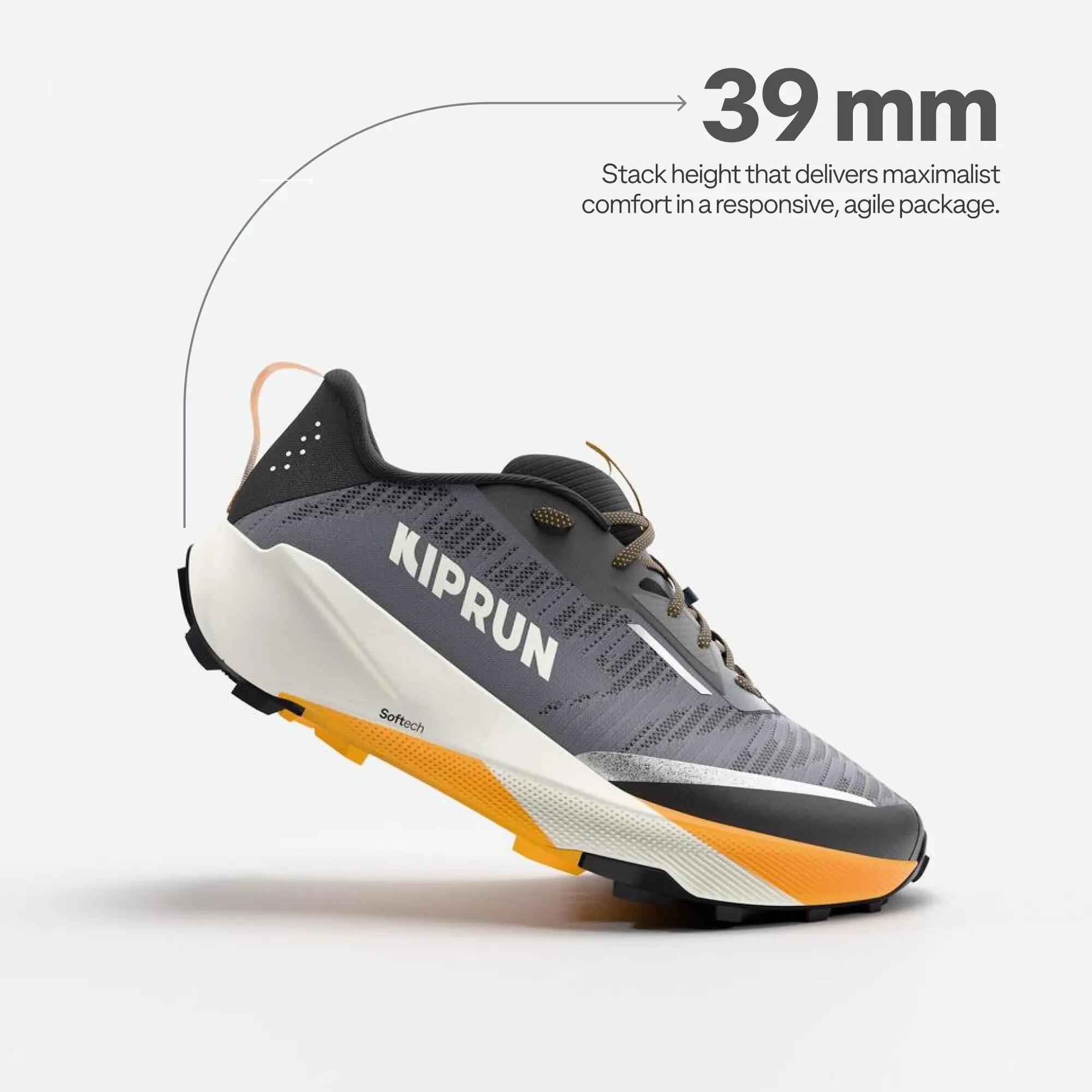 Men Trail Running Rugged Grip Shoes, Kiprun Kipsummit - Grey/Orange -  3