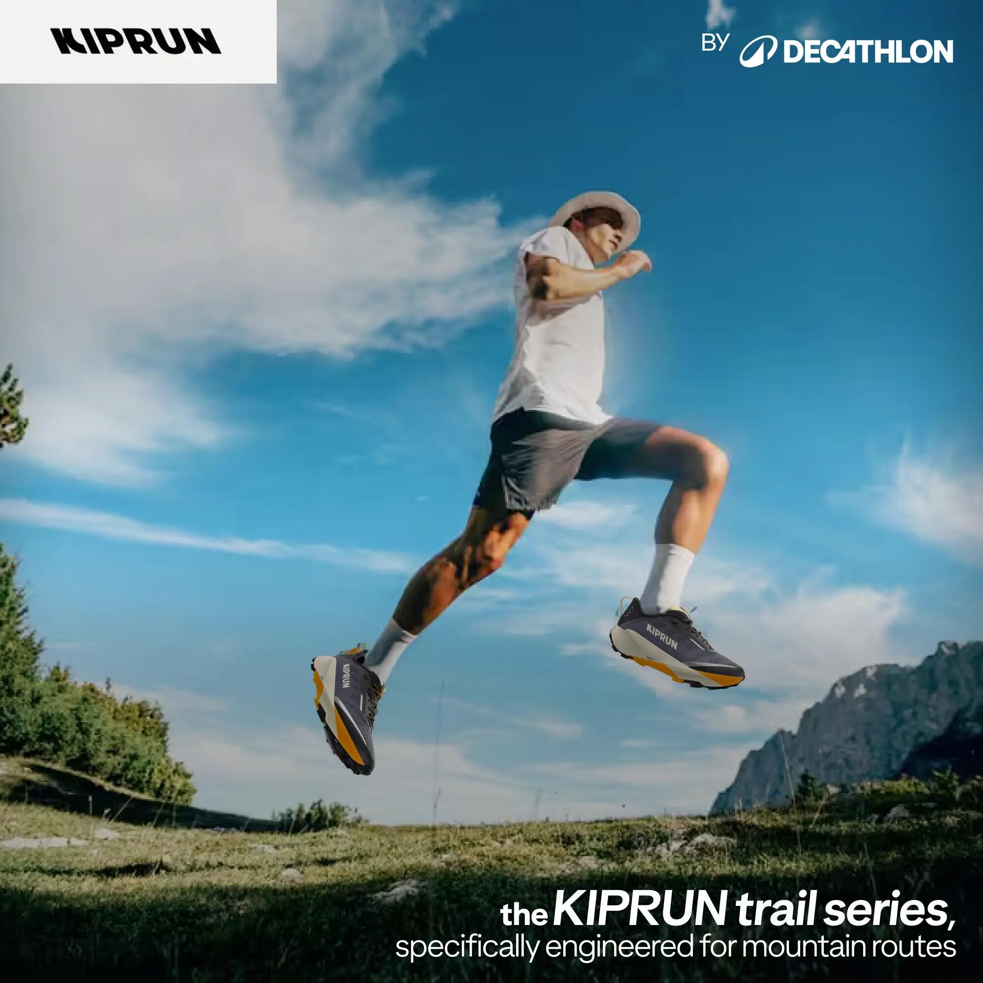 Men Trail Running Rugged Grip Shoes, Kiprun Kipsummit - Grey/Orange -  2