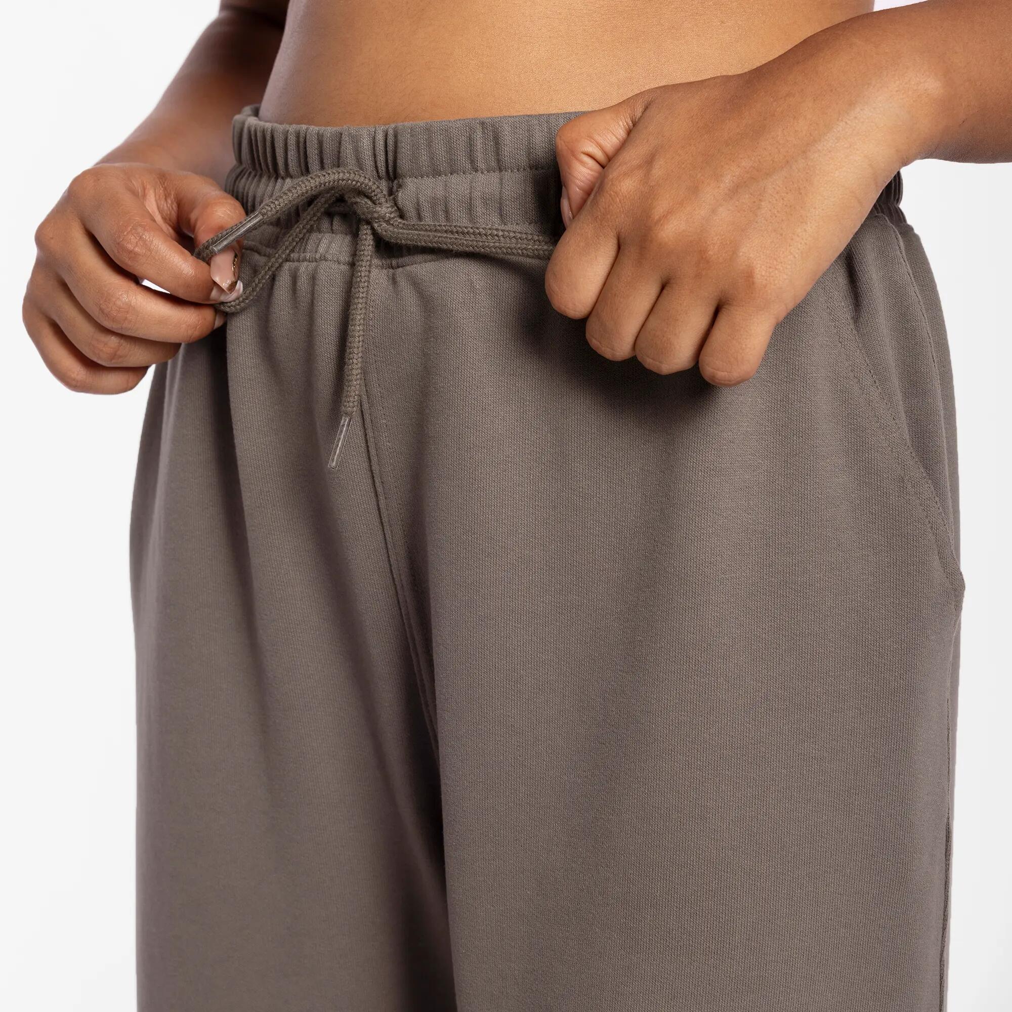 Women's straight-leg cotton jogging bottoms, ash khaki -  5