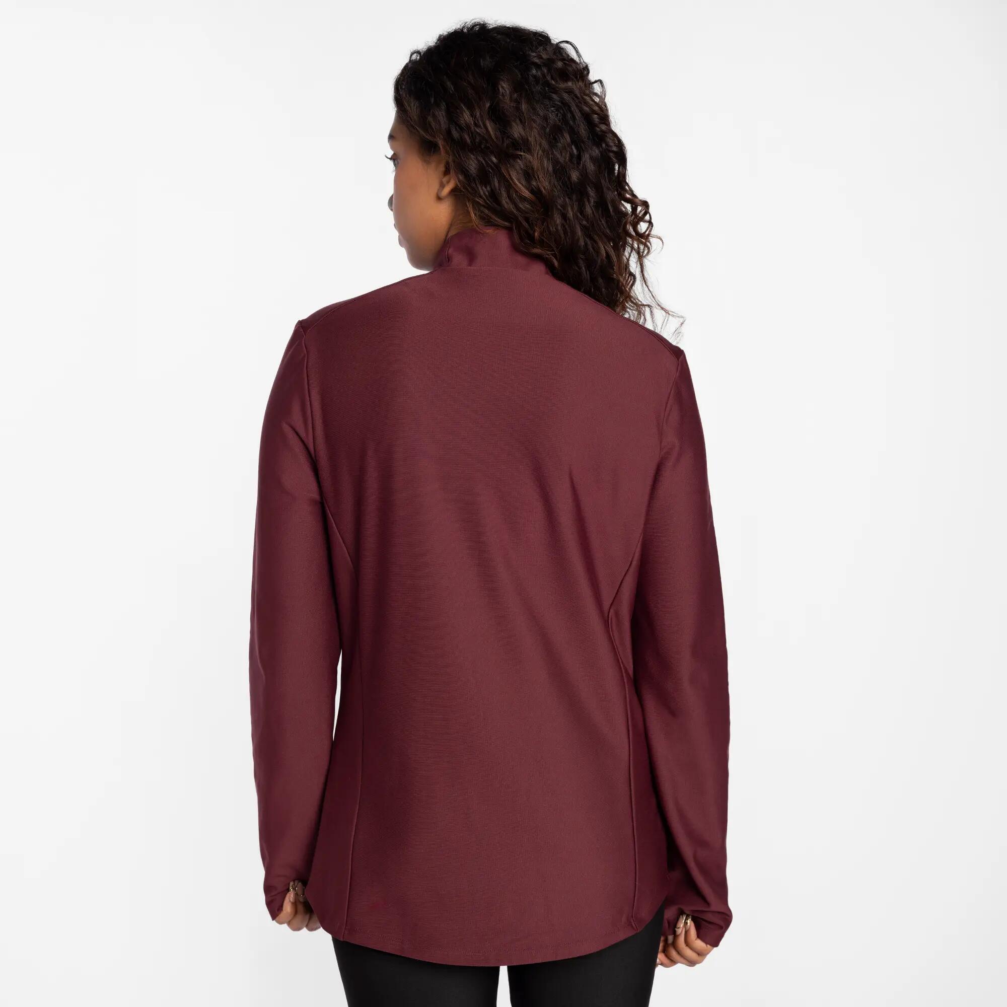 Women's Zip-Up Moisture Management Light Winter Gym Jacket - Maroon -  5