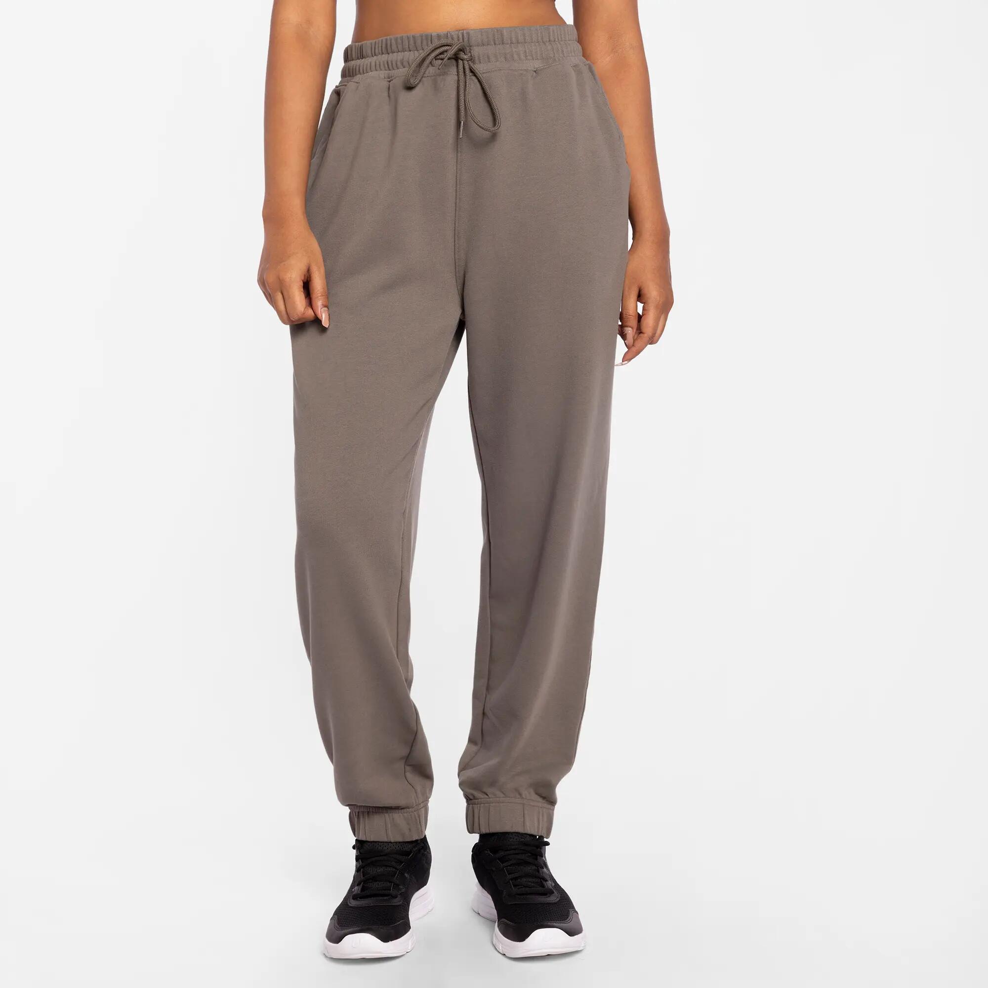 Women's straight-leg cotton jogging bottoms, ash khaki -  4
