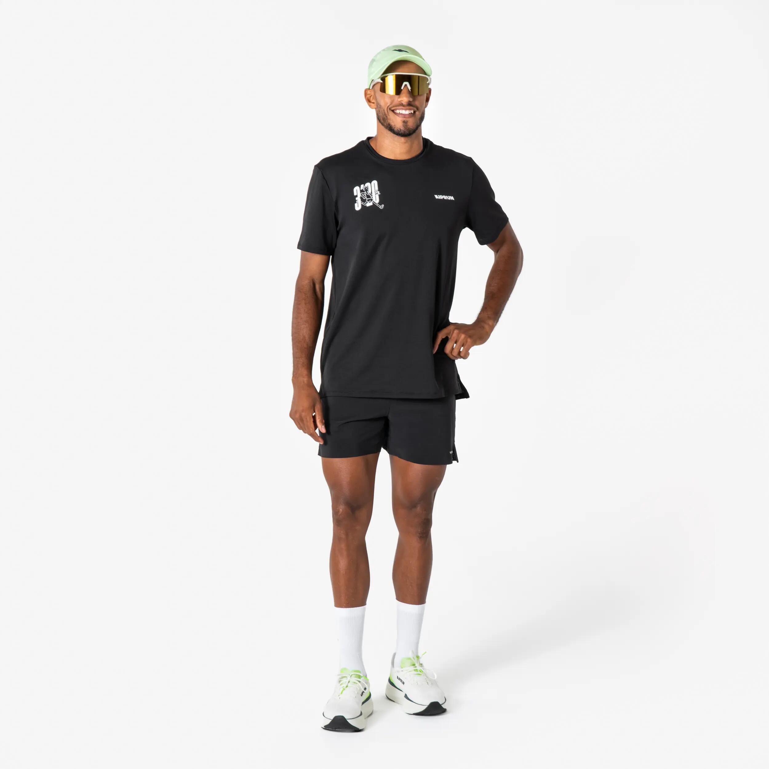 T-shirt Running respirant Homme, KIPRUN CORE ed limitée Jimmy Gressier 3'20 noir 7/8