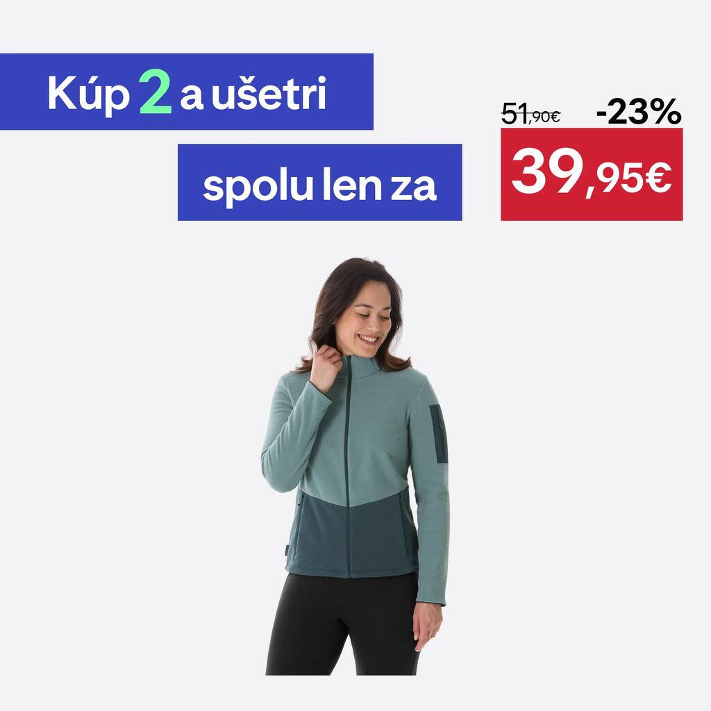 Dámska fleecová turistická mikina na zips MH500 zelená