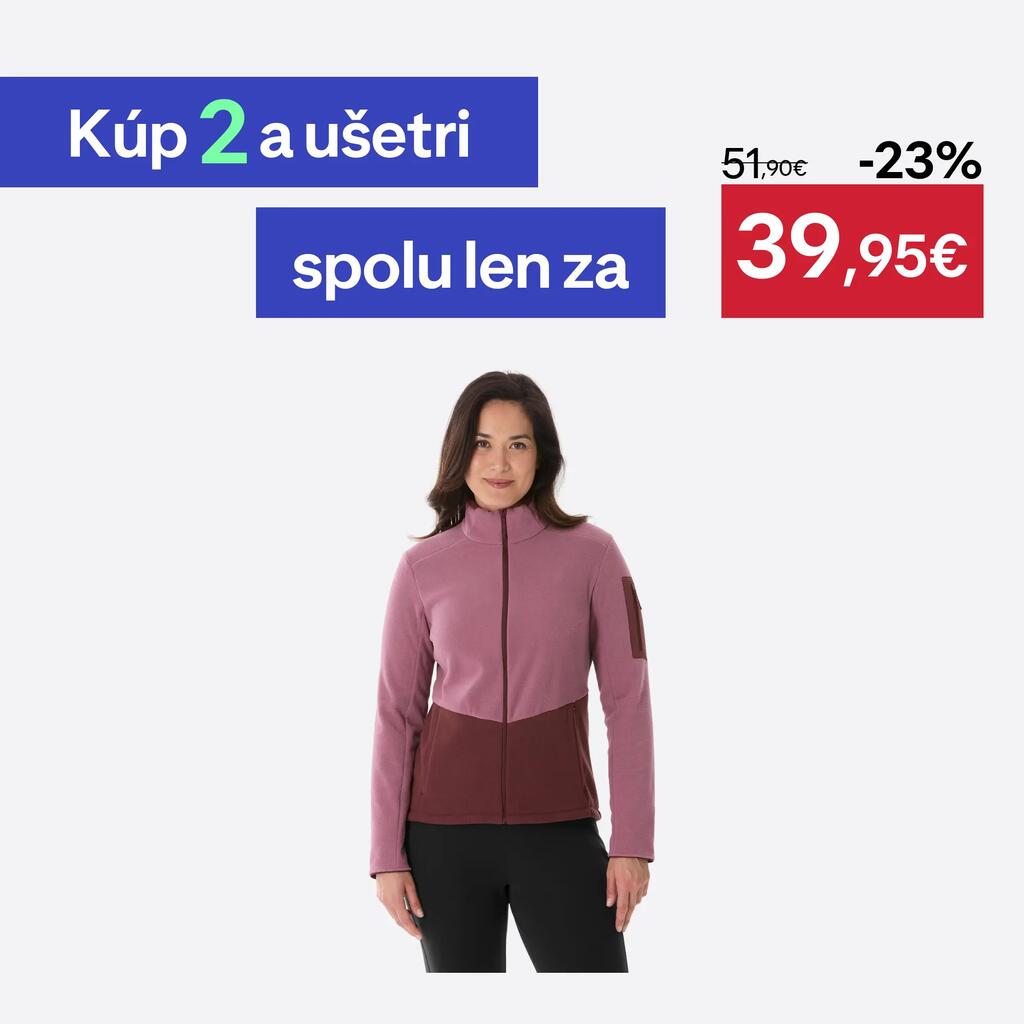 Dámska fleecová turistická mikina na zips MH500 fialová