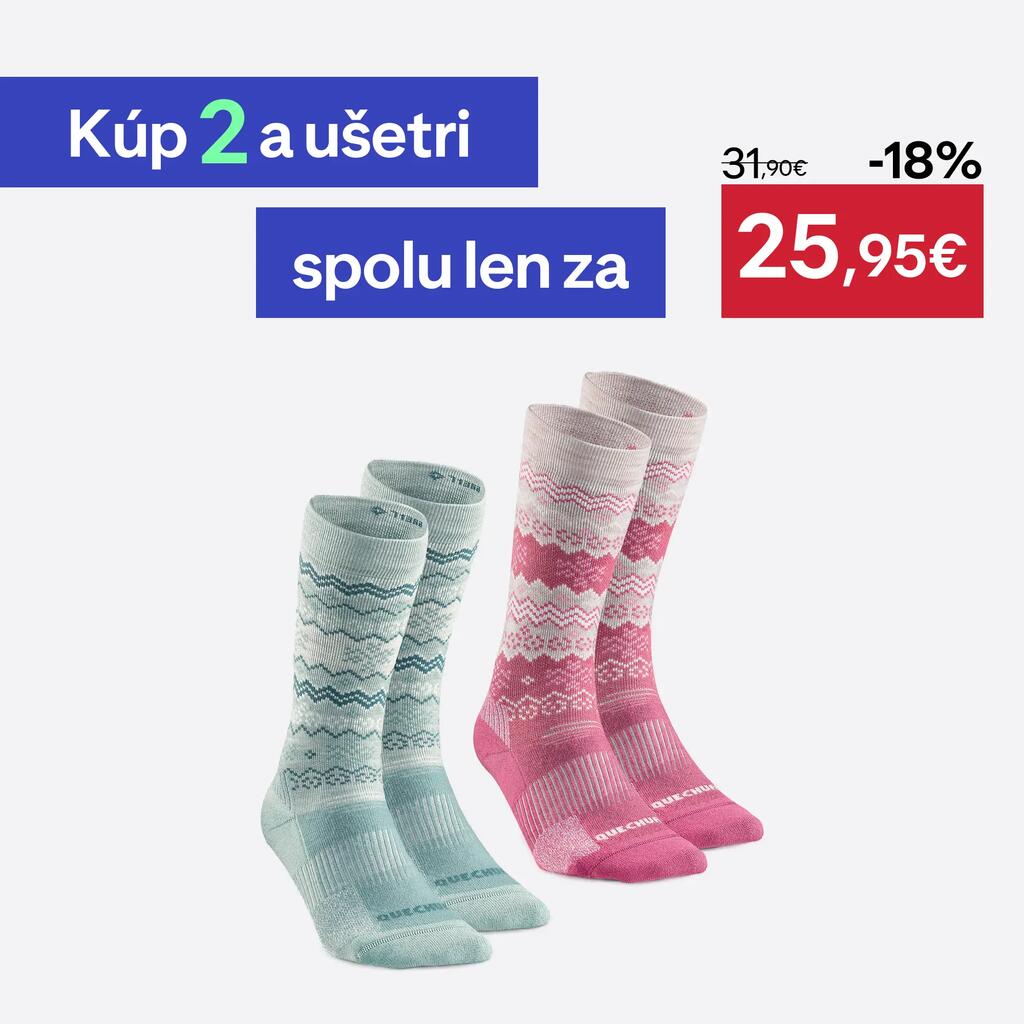 Turistické hrejivé ponožky SH500 zeleno-ružové
