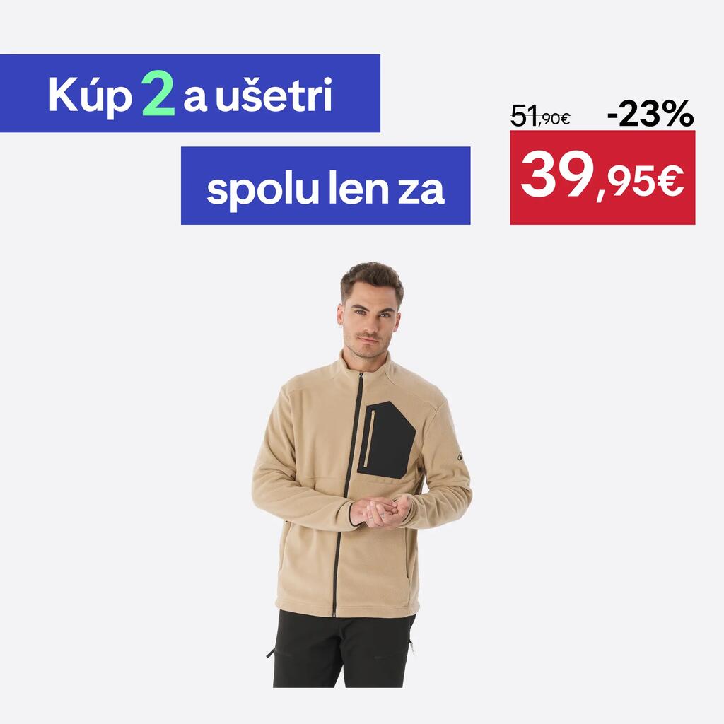 Pánska fleecová mikina MH500 s vreckom béžová
