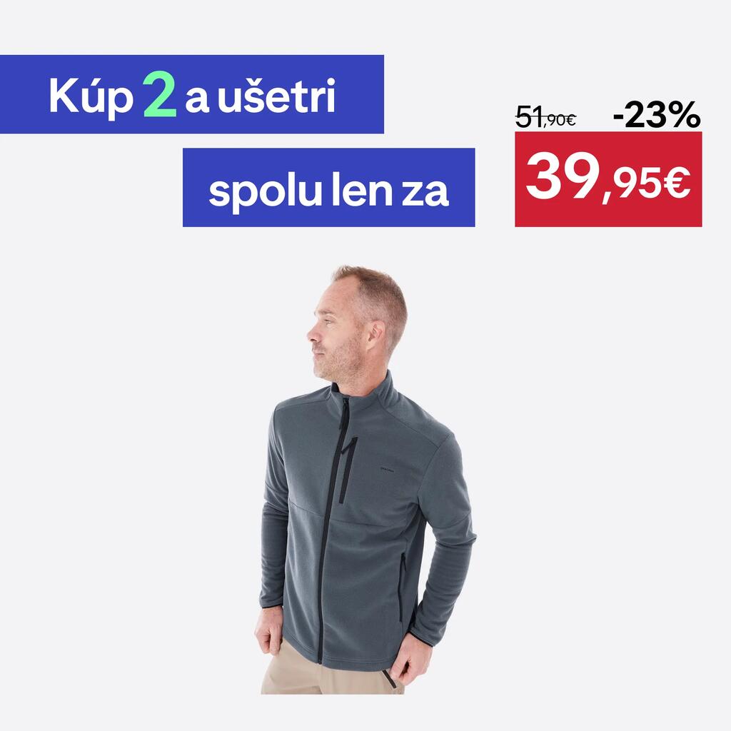 Pánska fleecová turistická mikina MH500 sivá