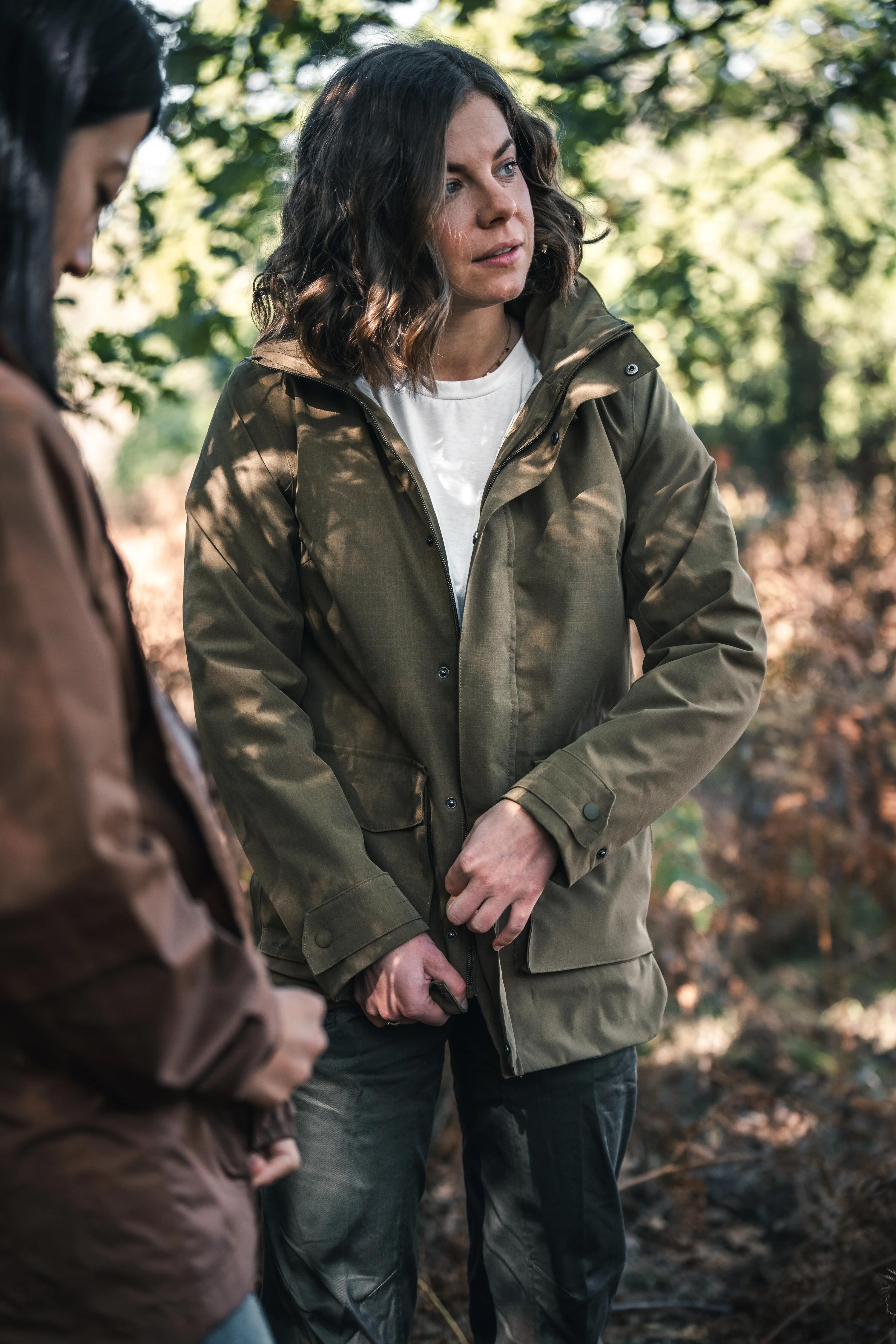 Chaqueta Solognac 500 Mujer Verde Oliva Cálida Impermeable 11/16