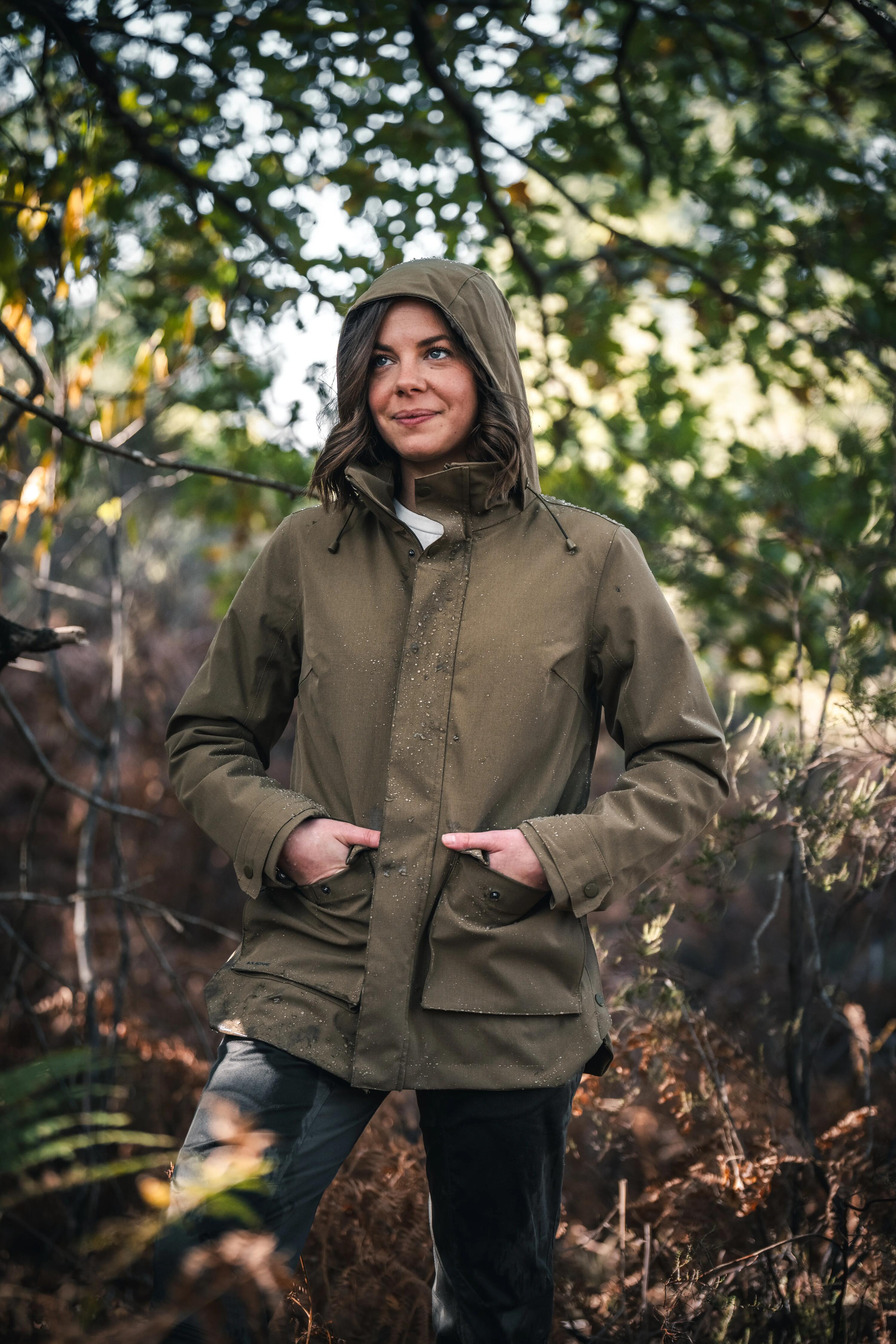 Chaqueta Solognac 500 Mujer Verde Oliva Cálida Impermeable 13/16