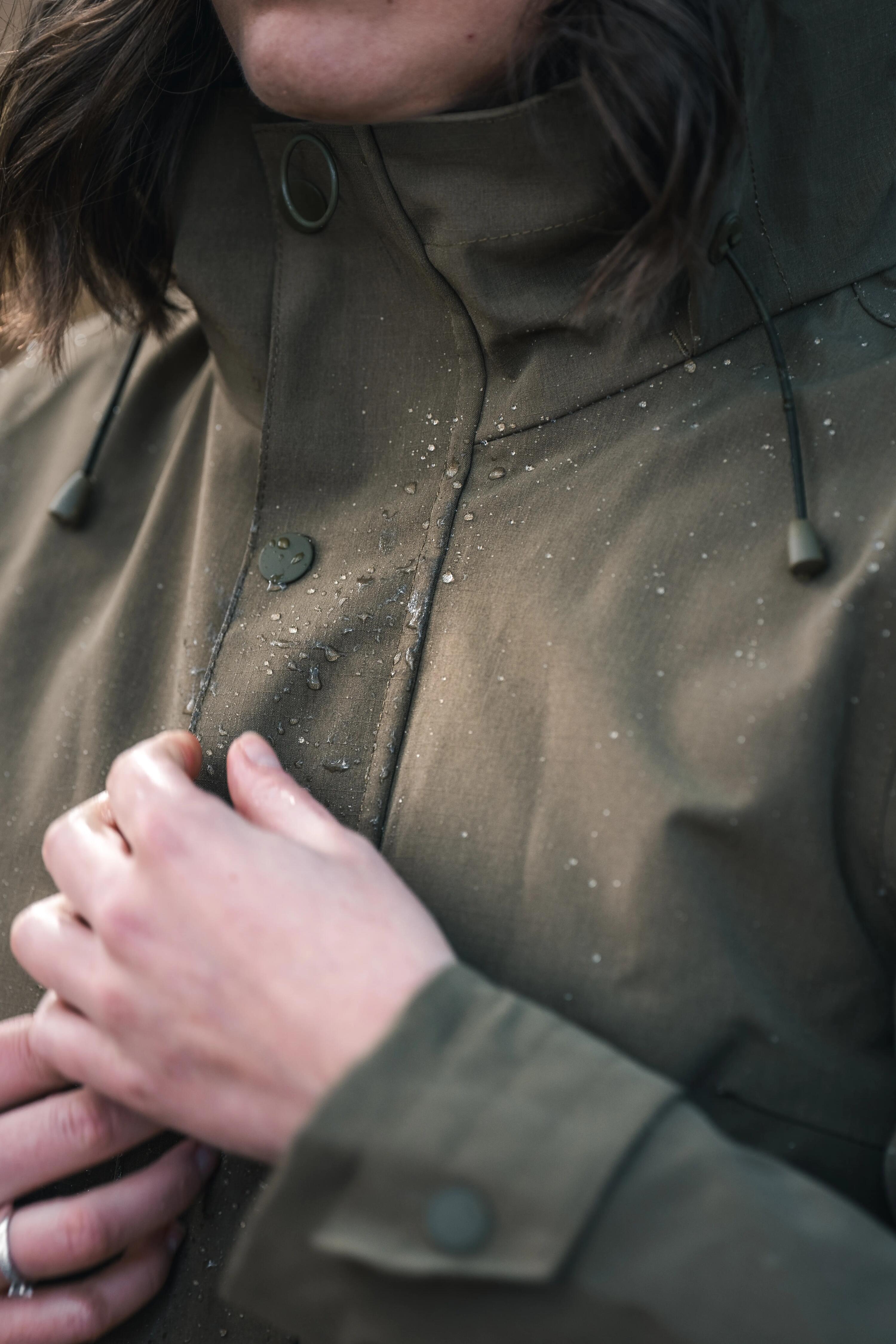 Chaqueta Solognac 500 Mujer Verde Oliva Cálida Impermeable 12/16