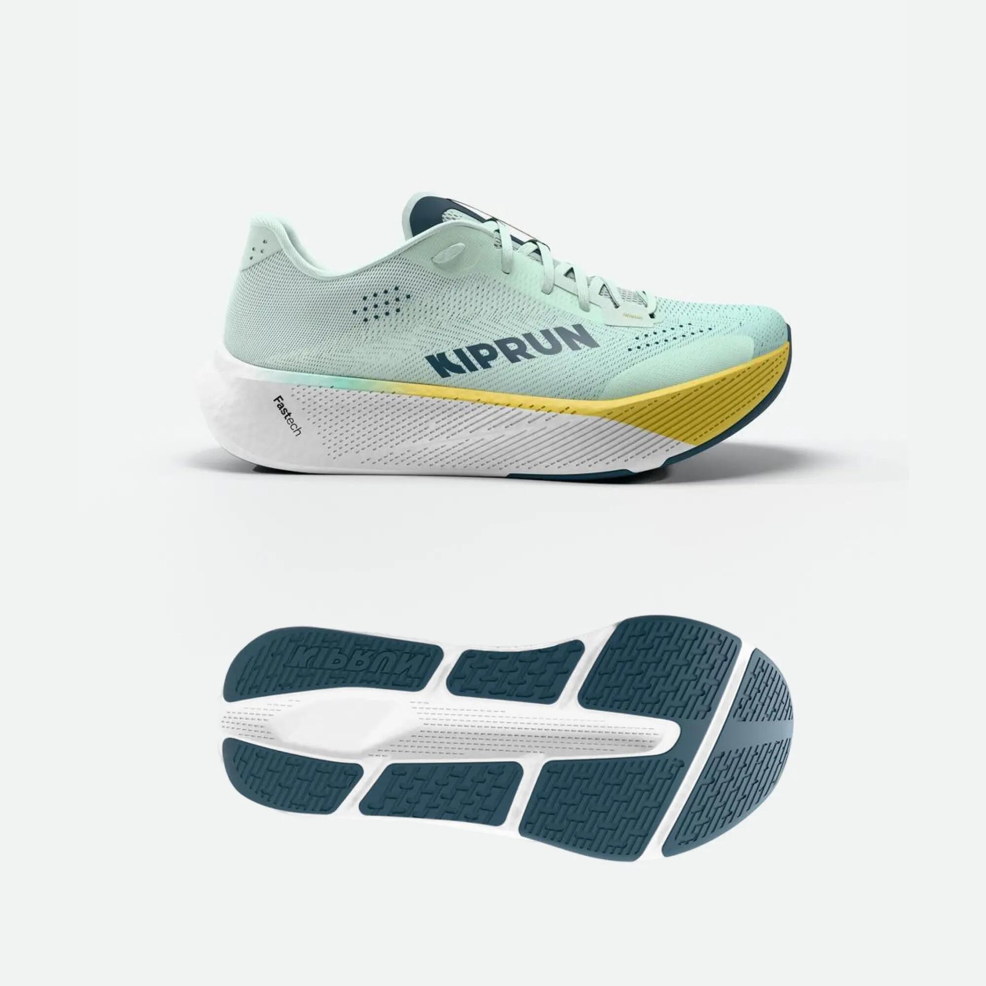 Women Road Running Soft Cushion Shoes, Kiprun Kipride - Blue/Yellow -  4