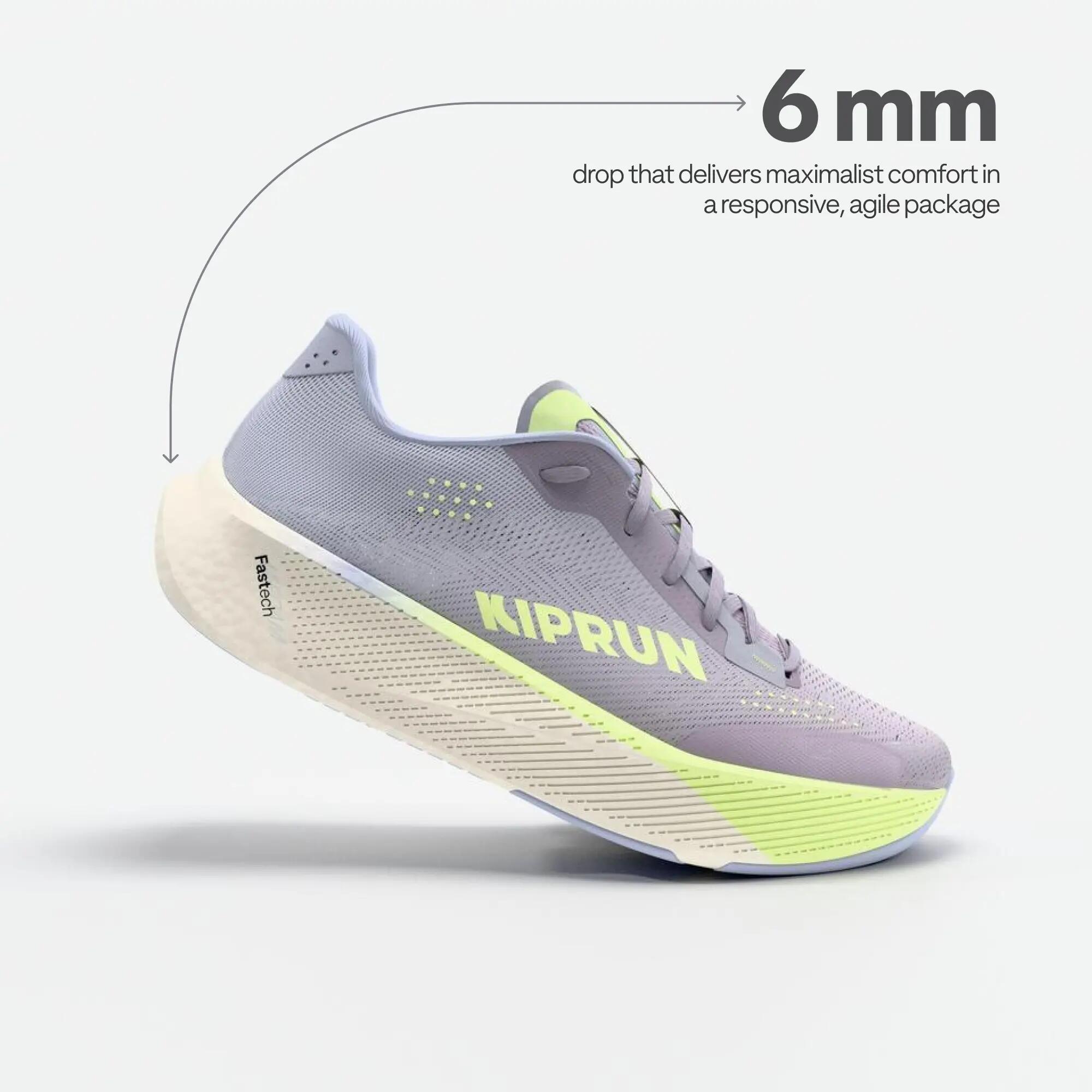 Women Road Running Soft Cushion Shoes, Kiprun Kipride - Purple/Yellow -  2