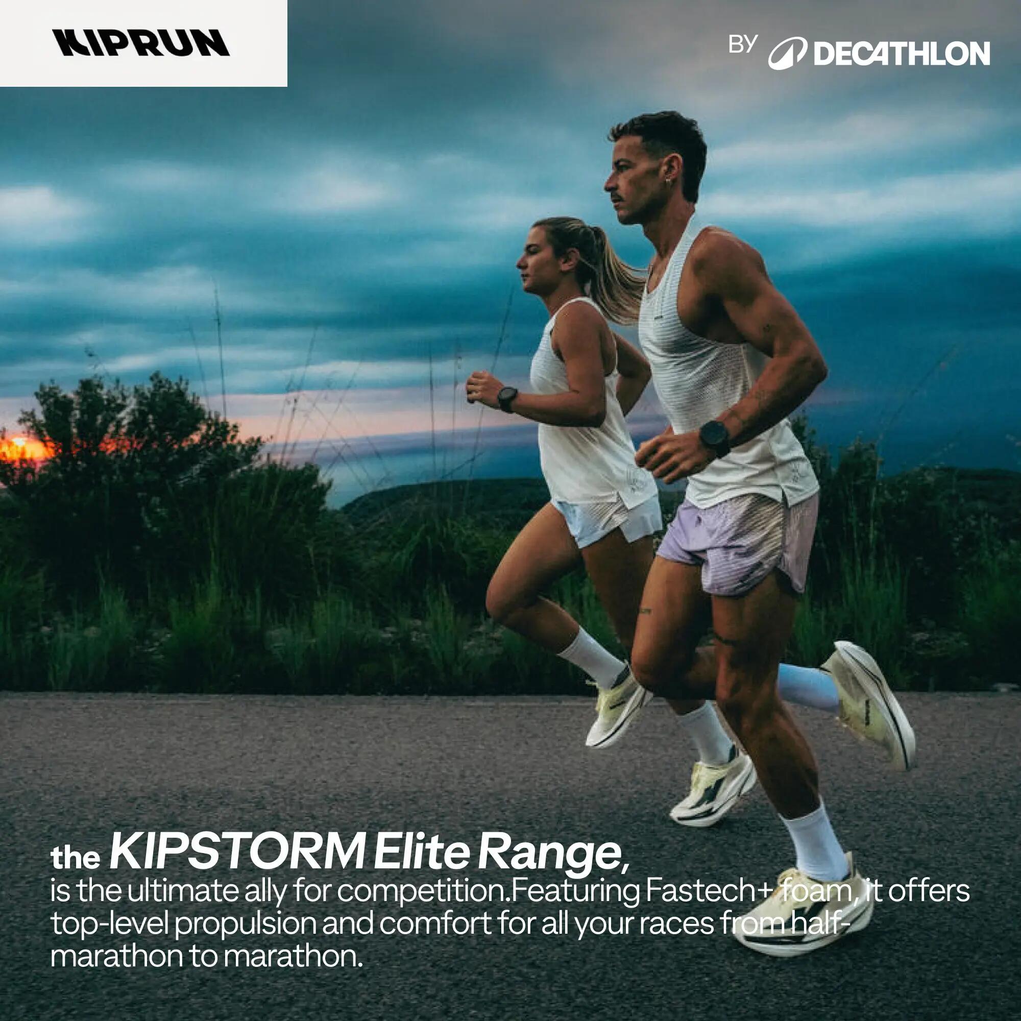 Women Running Carbon Plate Speed Shoes, Kiprun Kipstorm - Light Yellow -  3