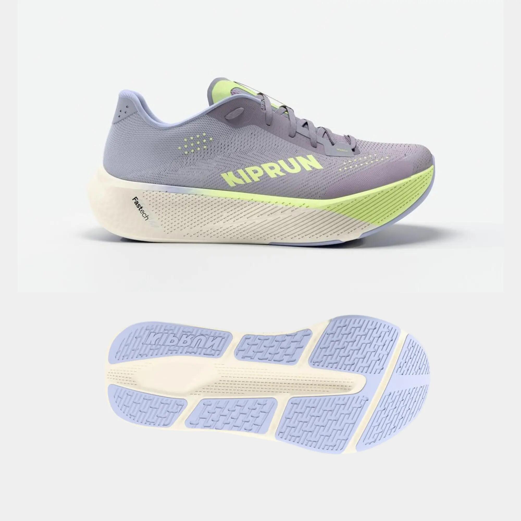 Women Road Running Soft Cushion Shoes, Kiprun Kipride - Purple/Yellow -  3